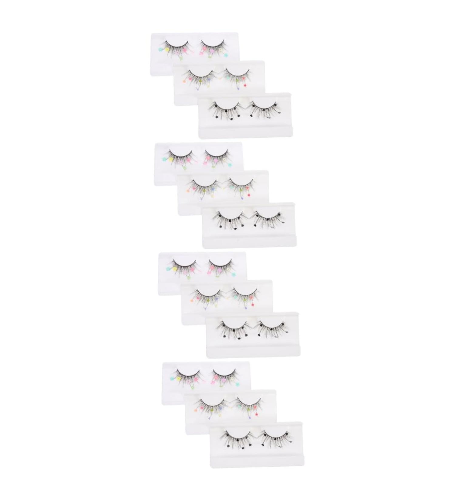 FRCOLOR 12 Pairs sequin false eyelashes natural false lashes cosplay lashes color lashes lashes with color pride outfit fake eyelashes sequins lashes Miss Flash chip Imitation make up - Buy Online on GoSupps.com