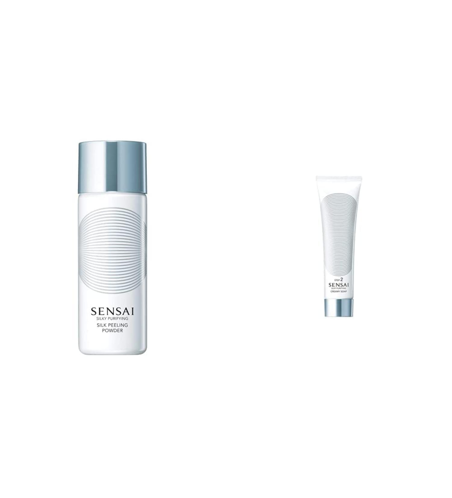 Kanbo Sensai Silky Pure Bundle: Exfoliating Silk Peeling Powder & Creamy Soap Foam for Radiant Skin - 40g & 125ml - Buy Online on GoSupps.com