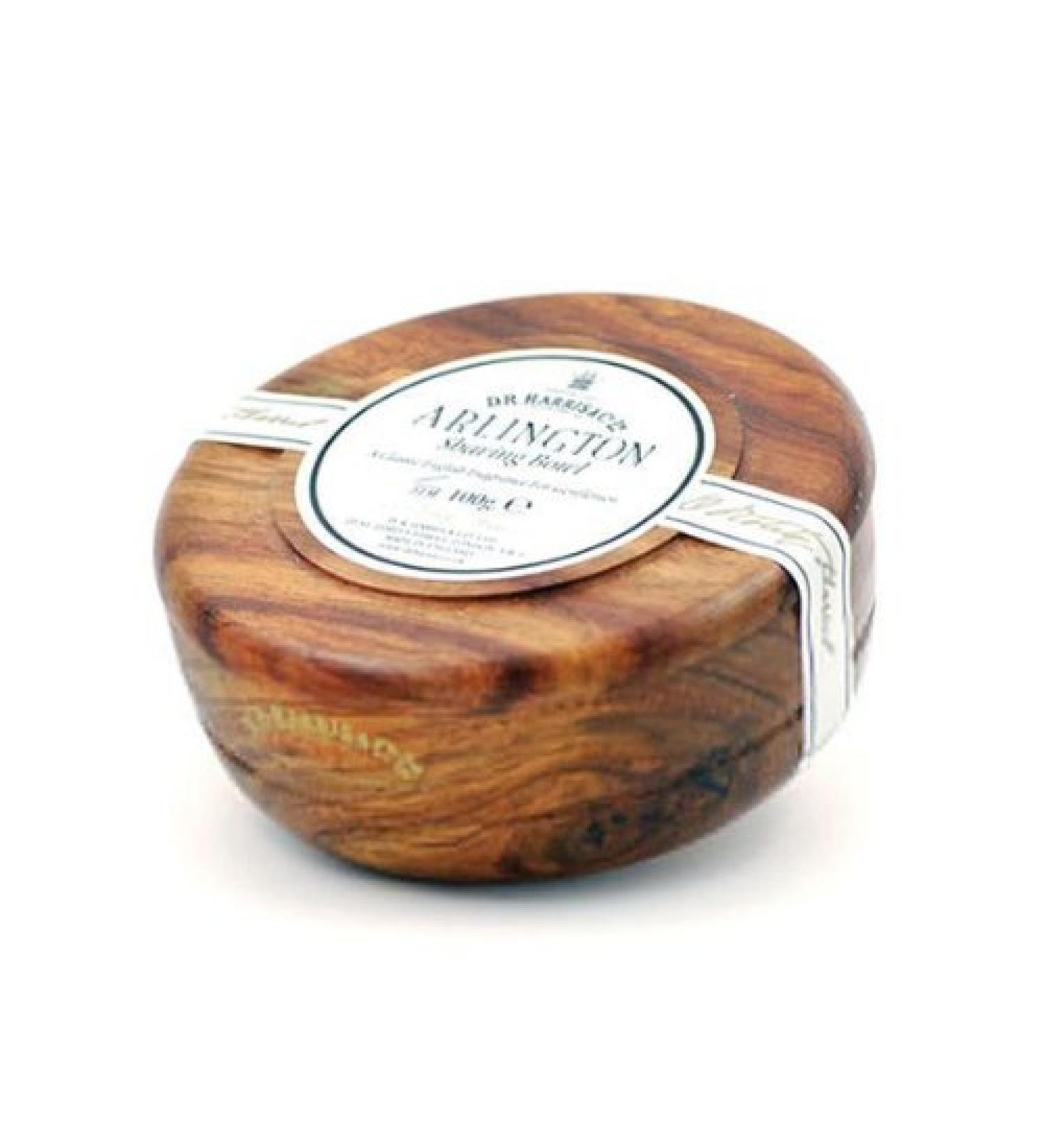 D.R. Harris Arlington Hard Shaving Soap in Mahogany Wood Bowl