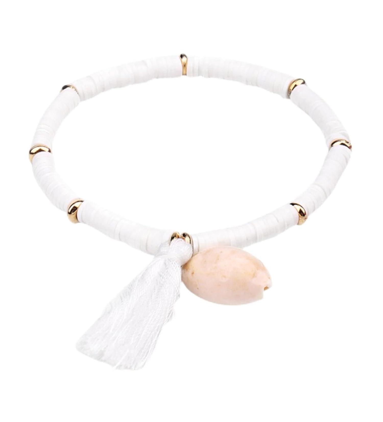 WRITWAA 1 PC Versatile Polymer Clay Bracelet Rainbow Decorations Clay Bead Bracelet Handmade Bracelets Polymer Bangles Shell Decor Chain Decor Anklets for Women Knot Tassel White 18X2.5cm White - Buy Online on GoSupps.com