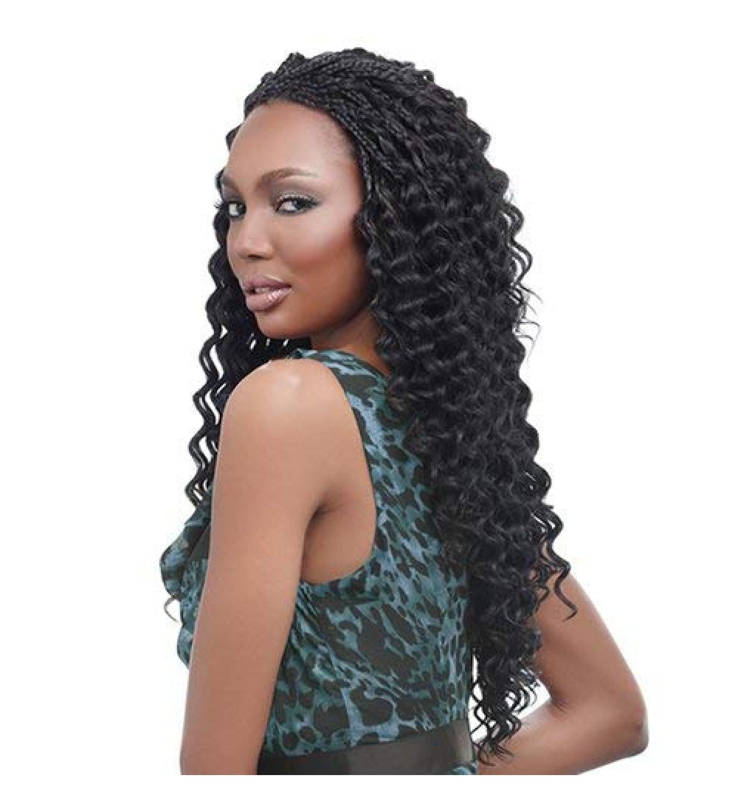 Harlem125 Synthetic Hair Braids Kima Braid Ripple Deep 20 (4-Pack 1B) 20 Inch (Pack of 4) 1B