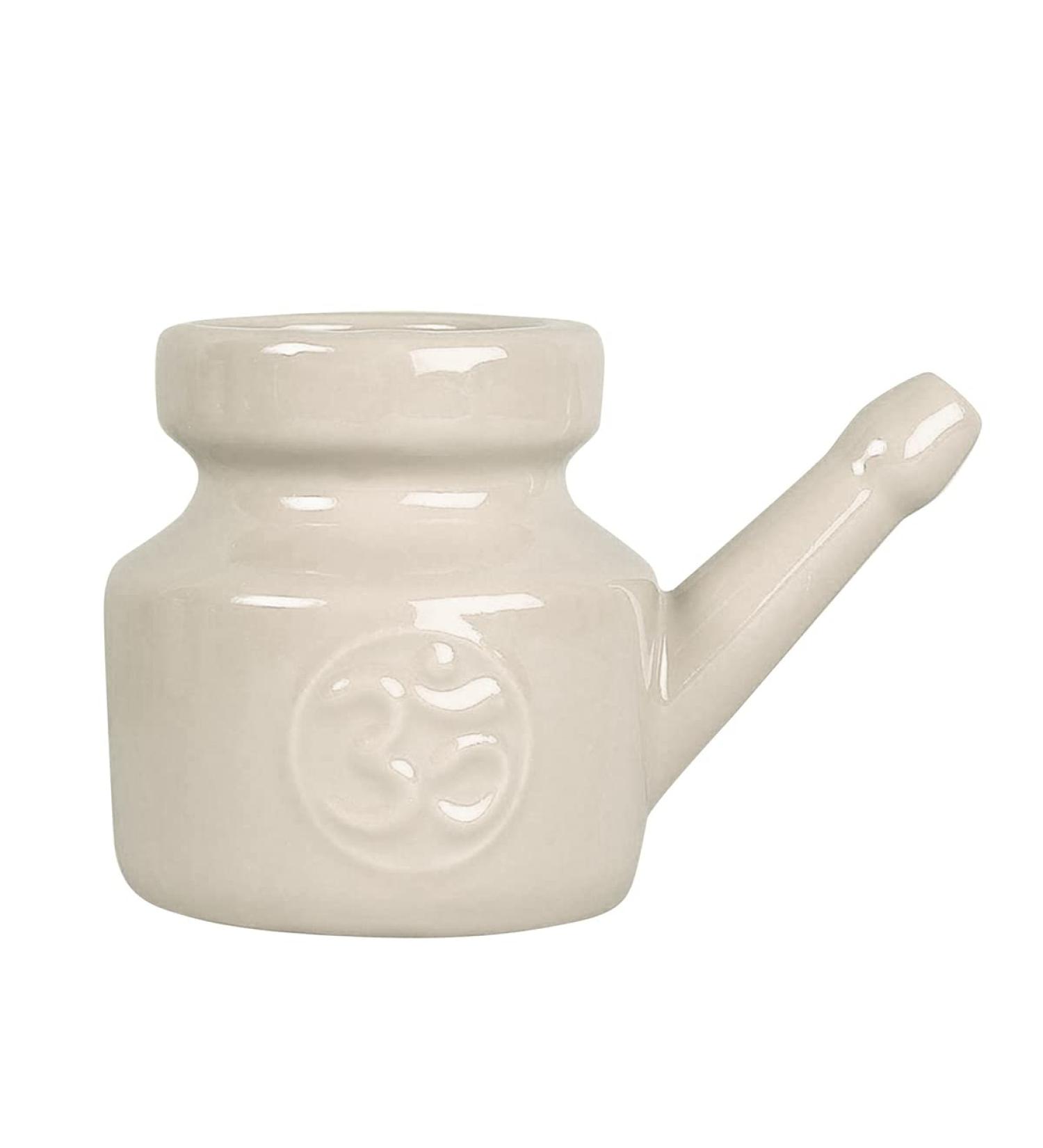 Frattina 350ml Ceramic Neti Pot for Nasal Rinsing - Durable Leakproof Spout - Grey - Buy Online on GoSupps.com