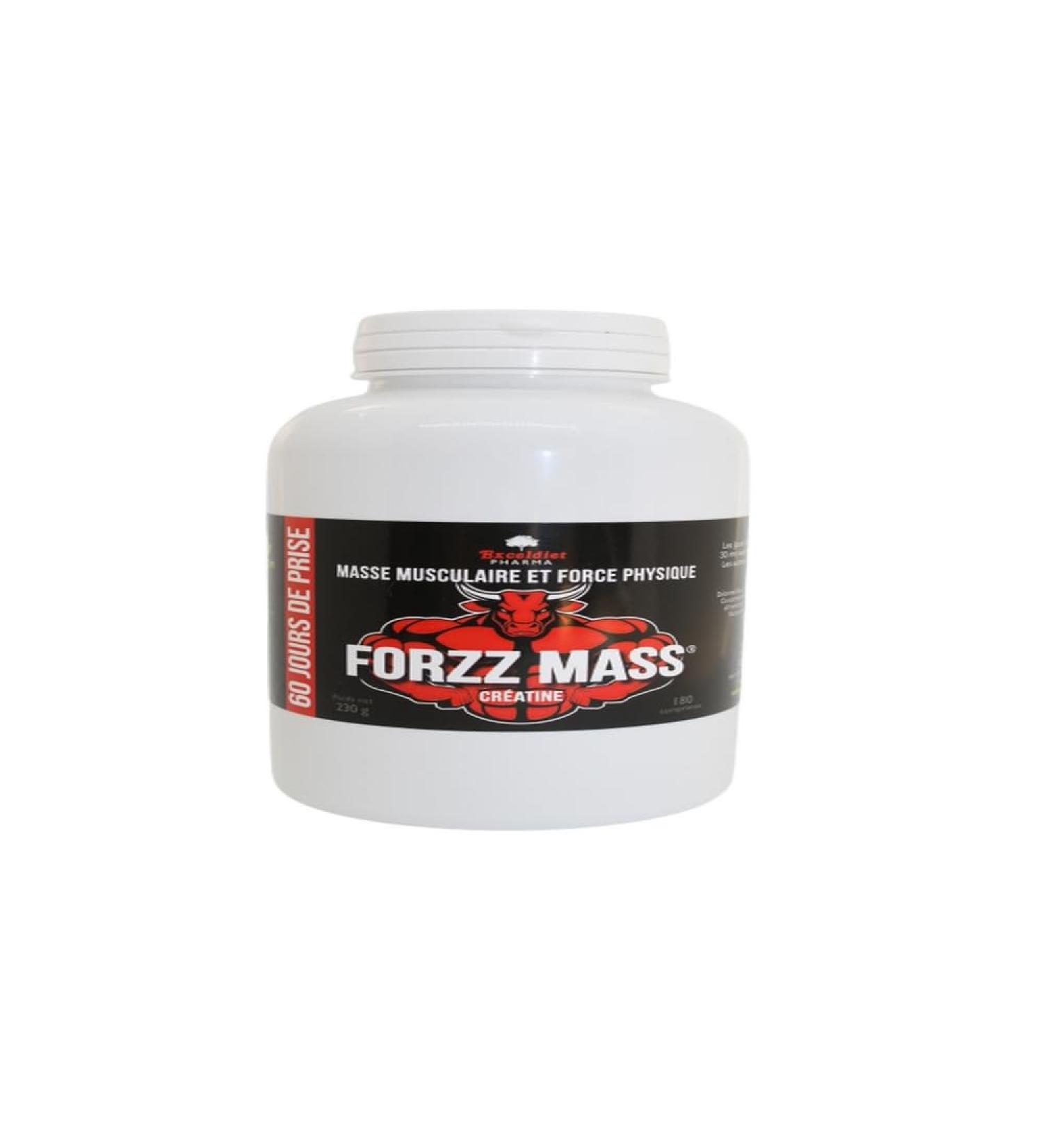 Creatine Monohydrate 3510 mg Vegan | FORZZ MASS 180 Tablets | German Quality | Muscle Gain | Compatible with Gainer & Proteins Bodybuilding | Approximately 2 Months | Made in France - Buy Online on GoSupps.com