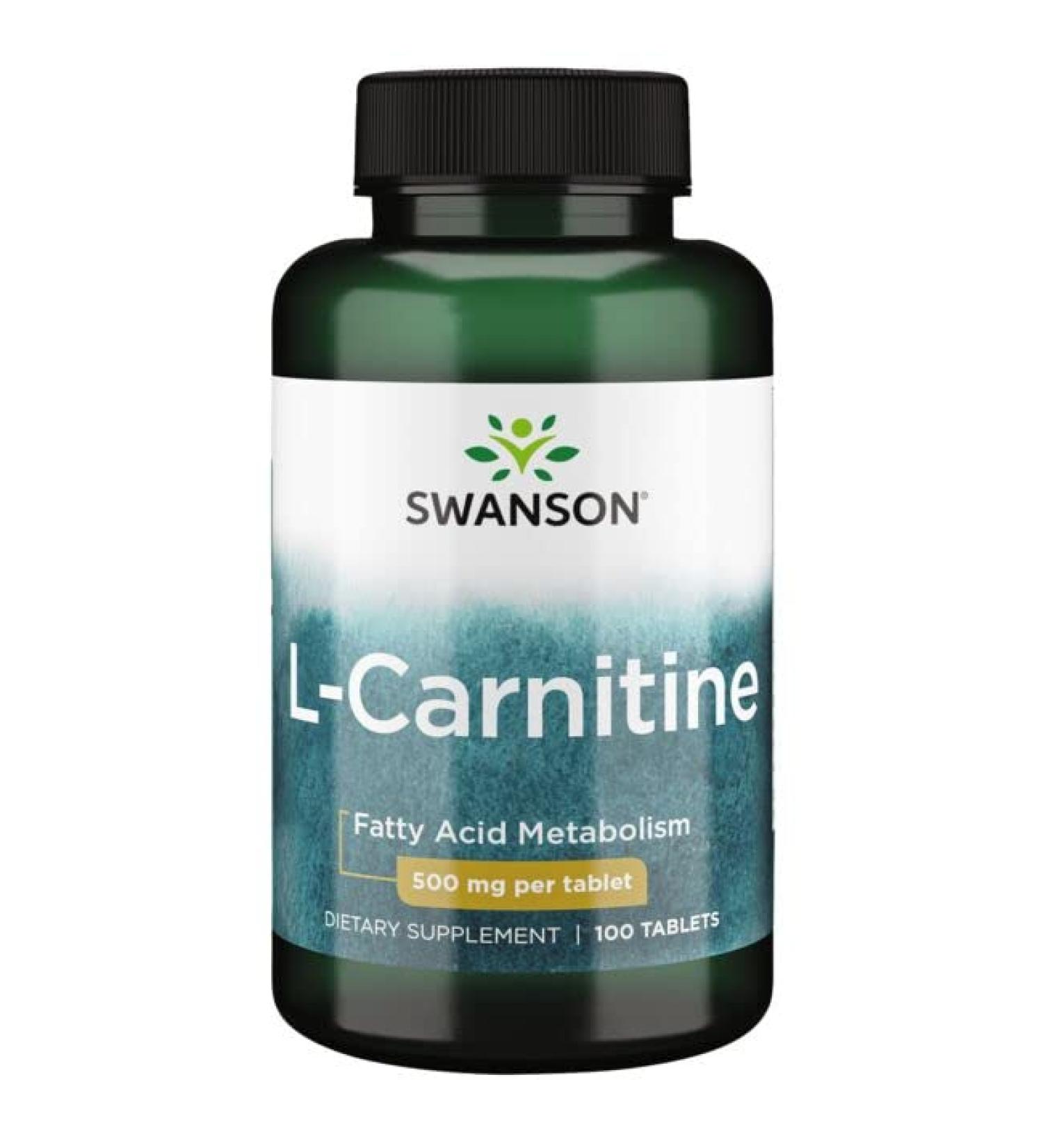 Swanson L-Carnitine 500mg 100 Vegan Tablets - High-Dose Lab-Tested Vegetarian Formula - Buy Online on GoSupps.com