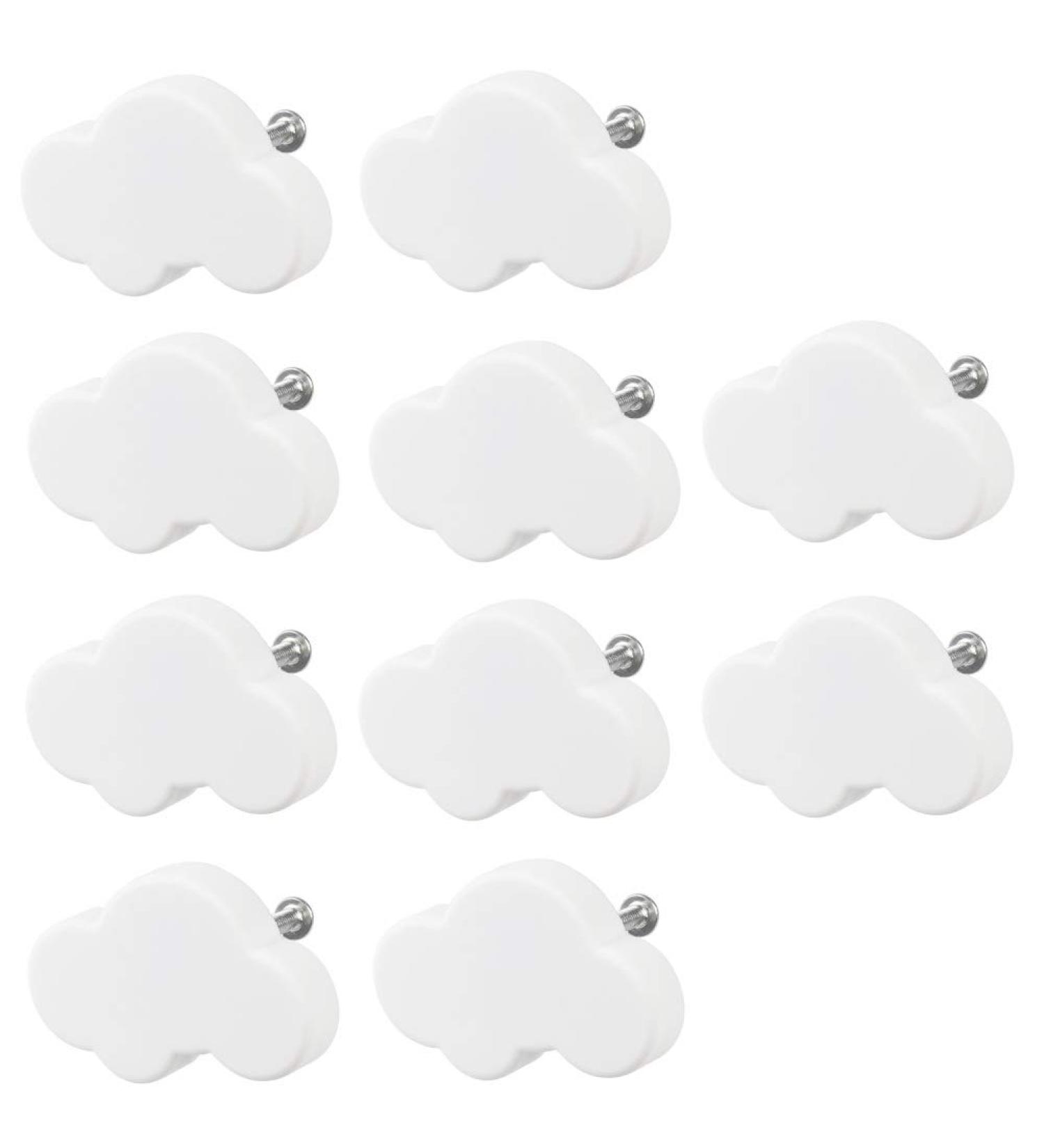 10 Decorative Cartoon Cloud Drawer Handles for Children's Room | White Furniture Knobs | Cloud Shaped Cupboard & Drawer Buttons - Buy Online on GoSupps.com