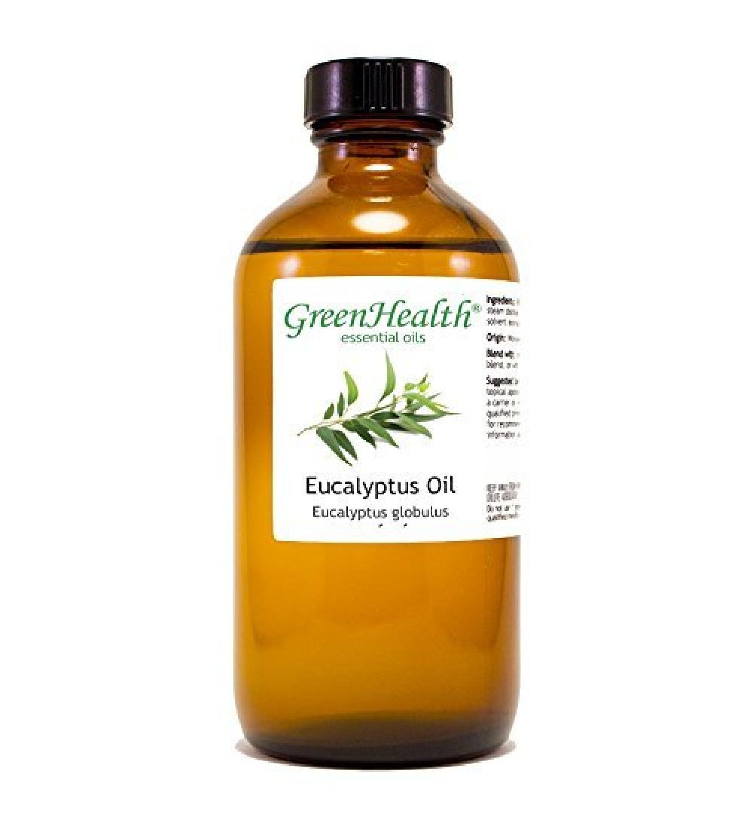 GreenHealth Eucalyptus Essential Oil 8 fl oz (237 ml) 100% Pure & Uncut Aromatherapy Oil in Amber Glass Bottle for Diffuser, Cleaning, Room Spray, and Home Fragrance