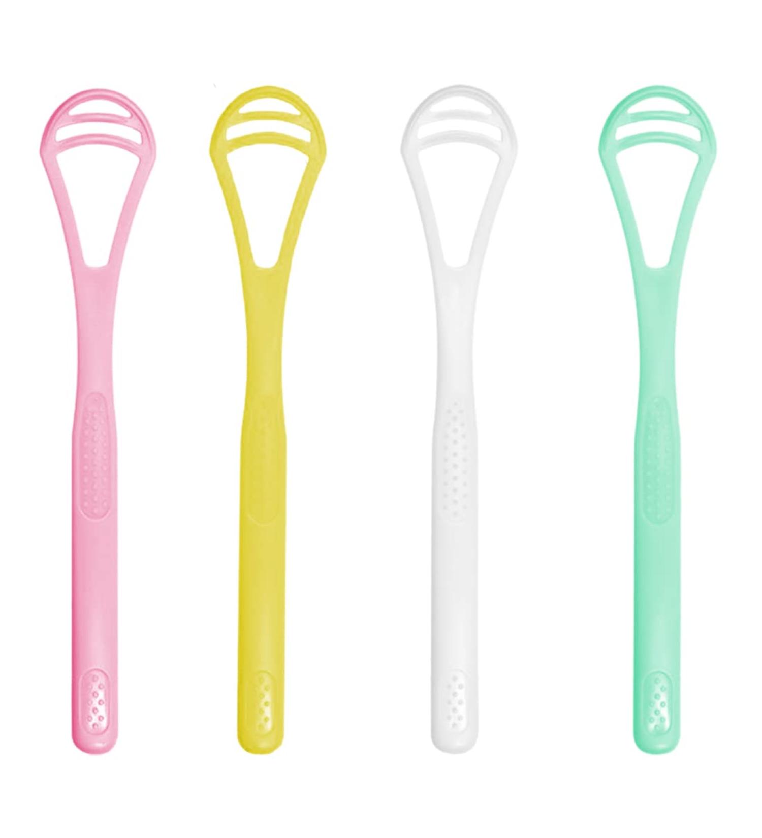 Pack of 4 Tongue Scrapers & Cleaners | Oral Hygiene & Bad Breath Solution for Adults Men Women & Children - Buy Online on GoSupps.com