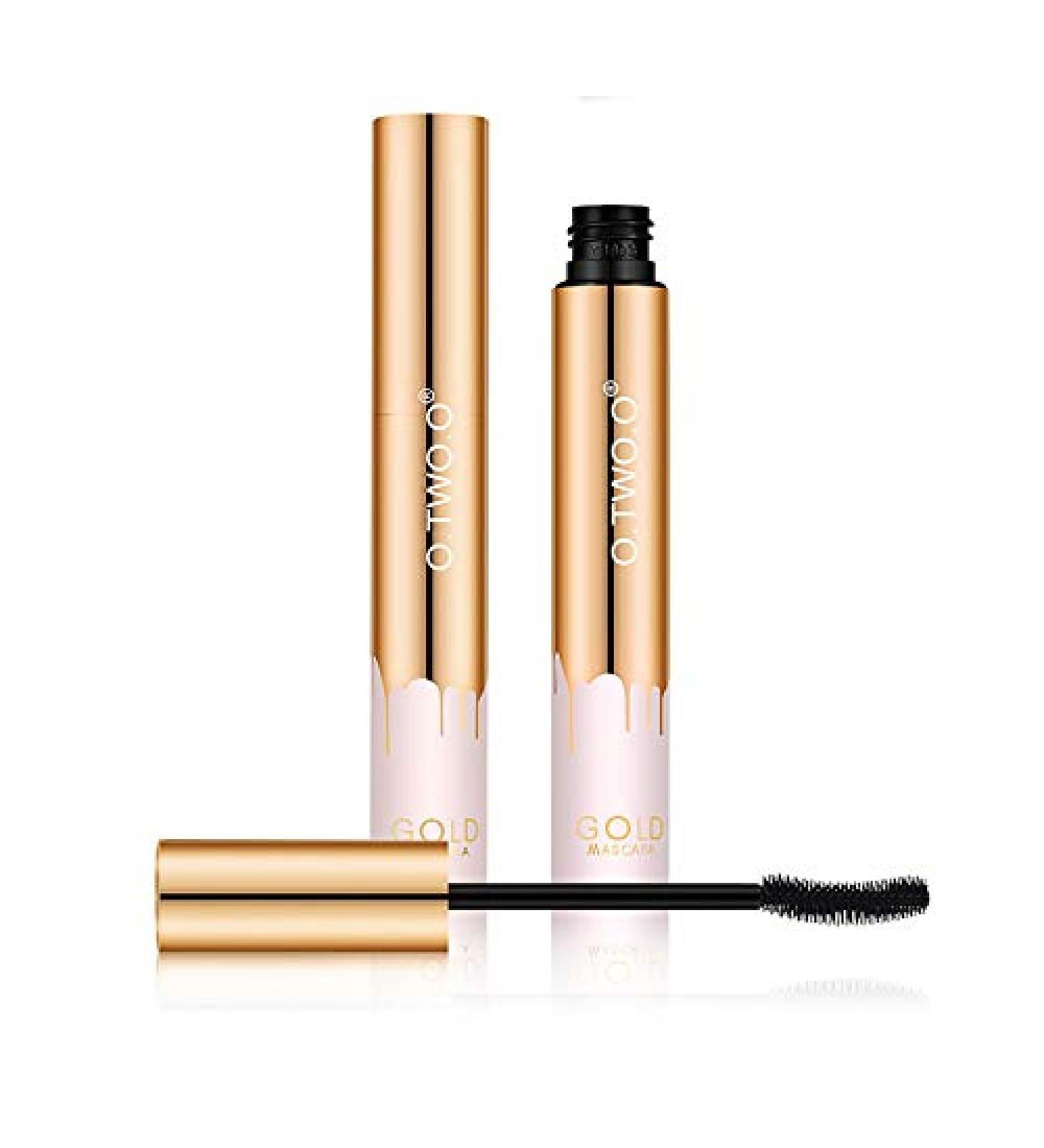 O.TWO.O 3D Waterproof Mascara Extend Black Eyelashes Lengthening Eye Lash Brush Long Lasting Makeup Mascara Golden Tube - Buy Online on GoSupps.com