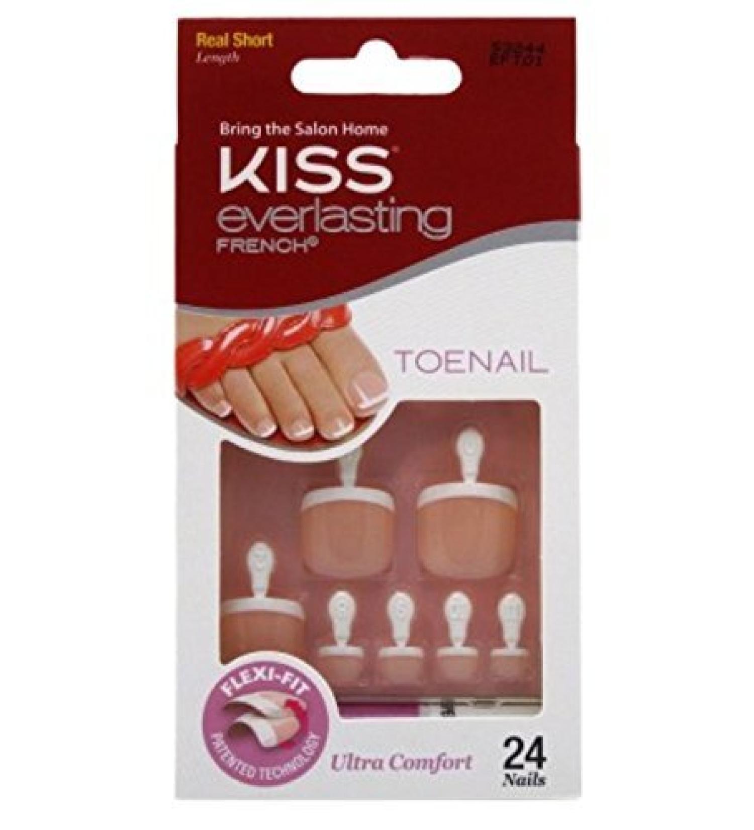 Kiss Everlasting French Toenail Kit Real Short 24 Nail (2 Pack) 2 Count (Pack of 1)