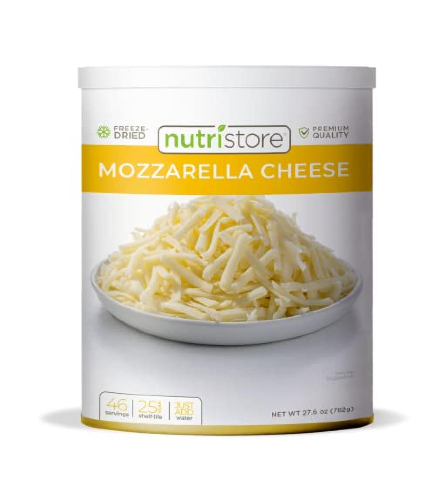 Nutristore Freeze Dried Mozzarella Cheese Shredded - 20 Large Servings | Premium Quality & Amazing Taste | Perfect for Camping & Survival - 1-Pack - Buy Online on GoSupps.com