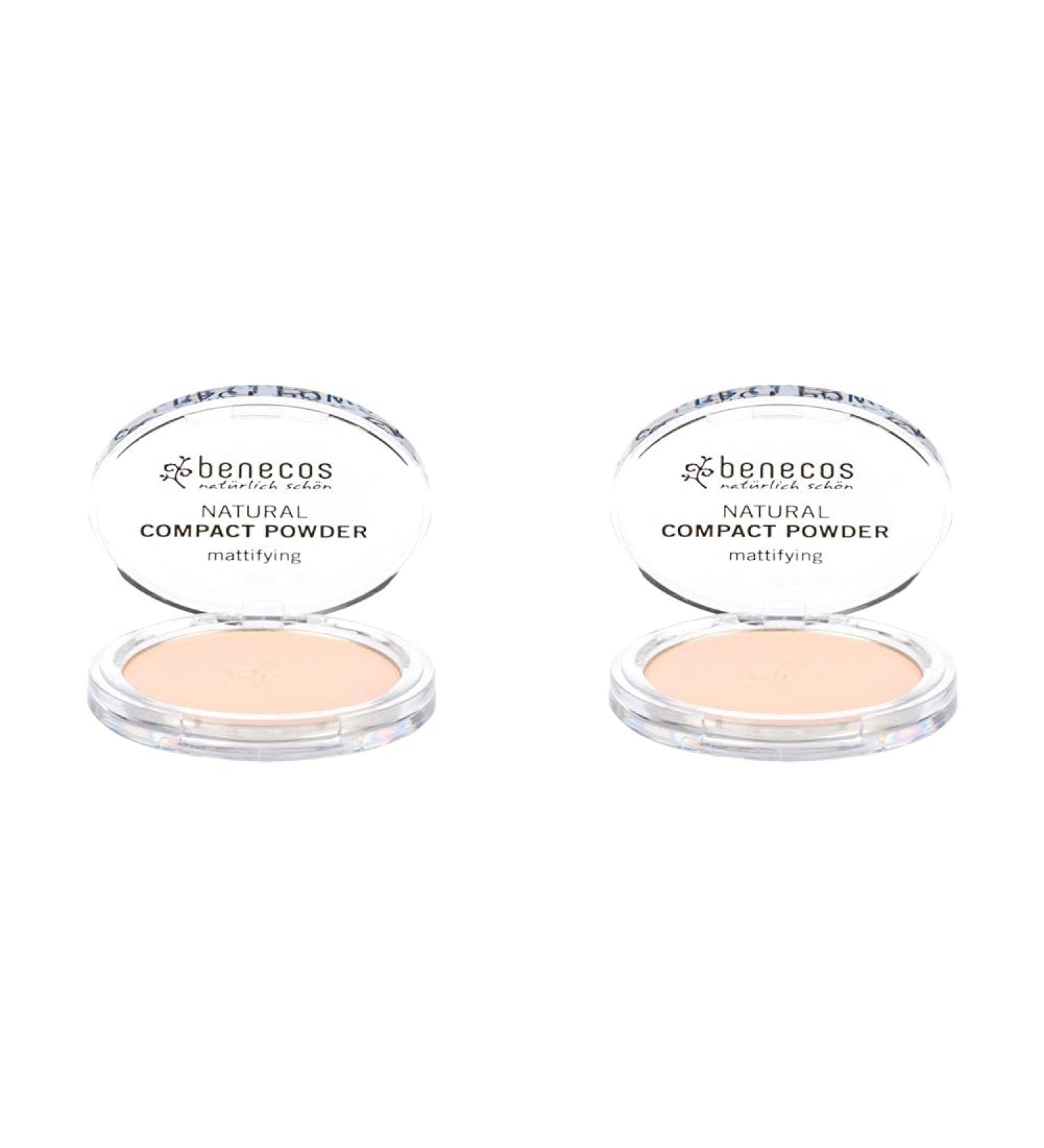 Benecos Natural Beauty Compact Powder - Vegan Pressed Matting Powder - Porcelain 9g (Pack of 2) - International Shipping Available - Buy Online on GoSupps.com