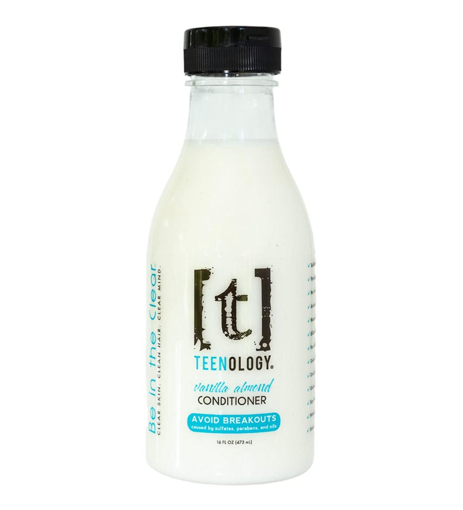 Teenology Acne-Fighting Conditioner - Sulfate & Paraben Free, Noncomedogenic Formula with Natural Botanical Extracts - Vanilla Almond | 16 oz - Buy Online on GoSupps.com