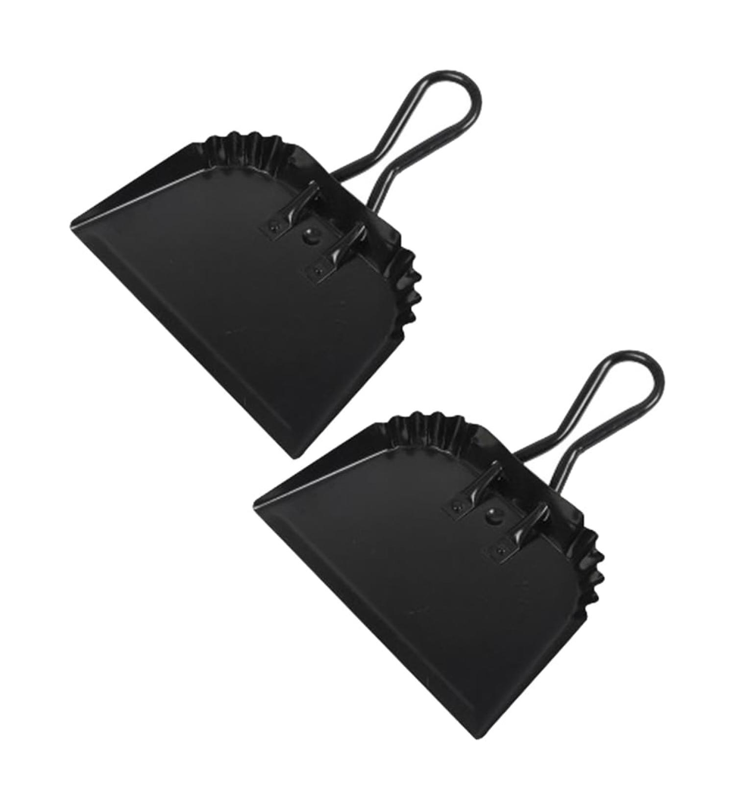 Lizusidtsy 2Pack 12 Inch Black Metal Dustpan Dust Pan Dustpan for Indoor Outdoor Fireplace Industrial Commercial Use - Buy Online on GoSupps.com
