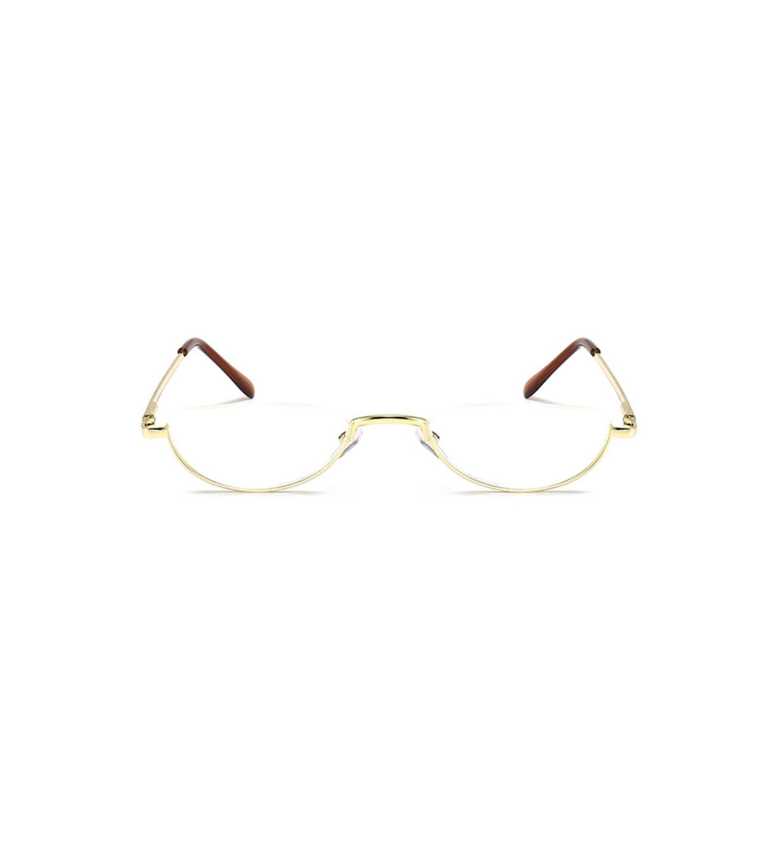 Shop Retro Half Moon Reading Glasses - Lightweight Metal Frames Anti Eyestrain Gold Size 2.5x - Unisex Design - Buy Online on GoSupps.com