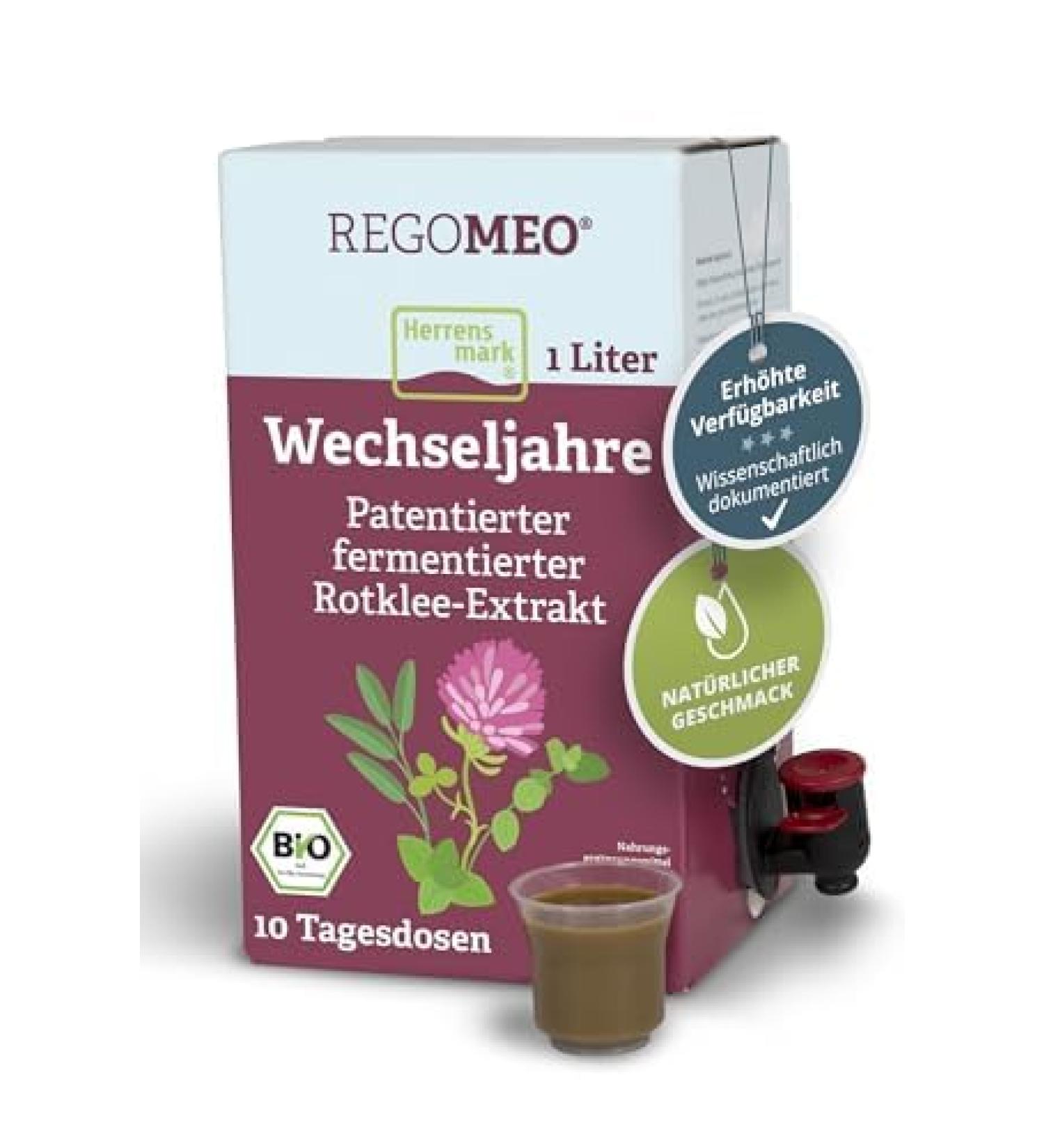 Regomeo Rotklee Extract 1L - Natural Red Clover for Menopause Relief Supports Fatigue Insomnia & Hot Flashes Plant-Based Estrogen - Buy Online on GoSupps.com