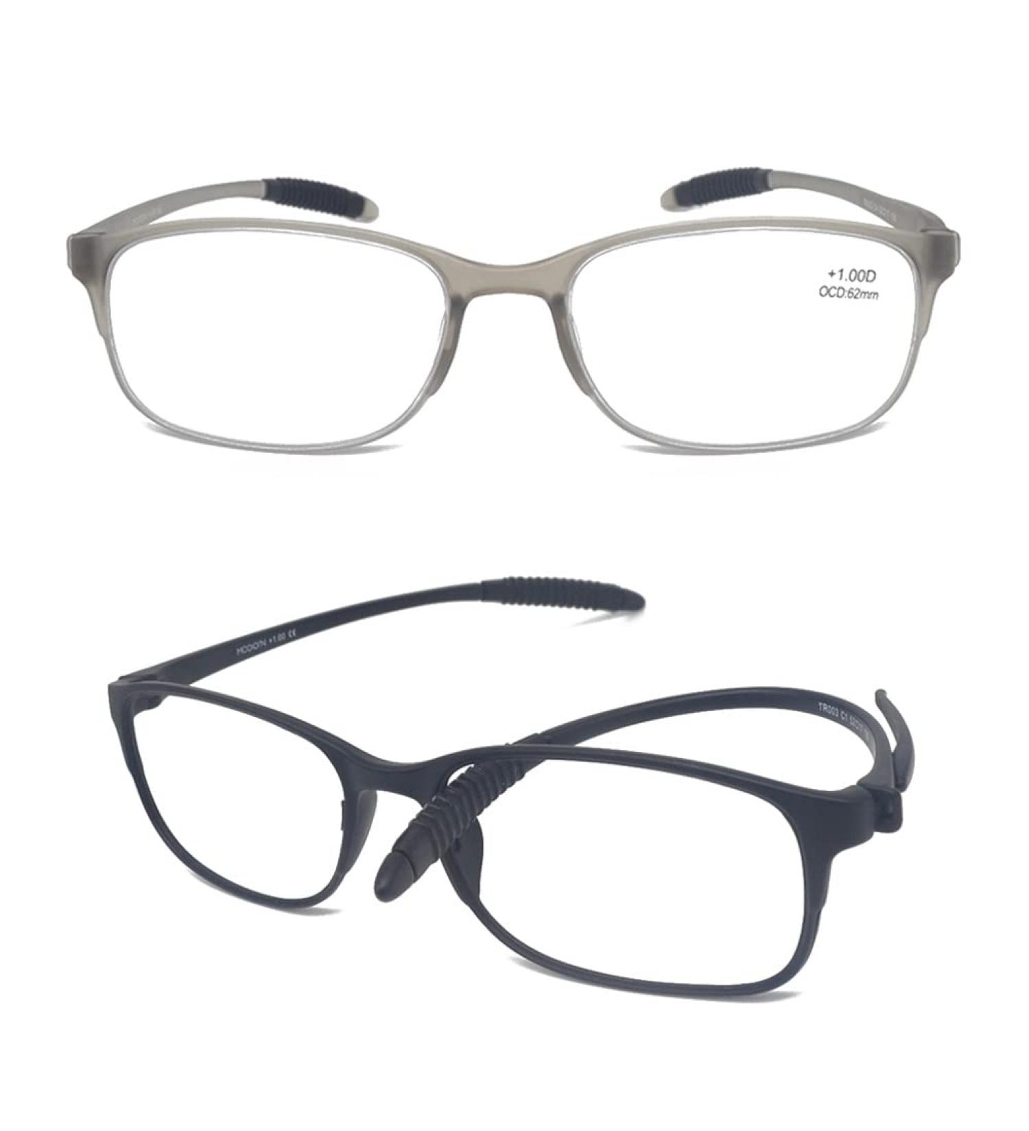 Buy Mcoorn Reading Glasses 2 Pack - Flexible Lightweight Anti-Blue Anti-Reflective for Men & Women with Case - Black & Gray 2.0x - Buy Online on GoSupps.com