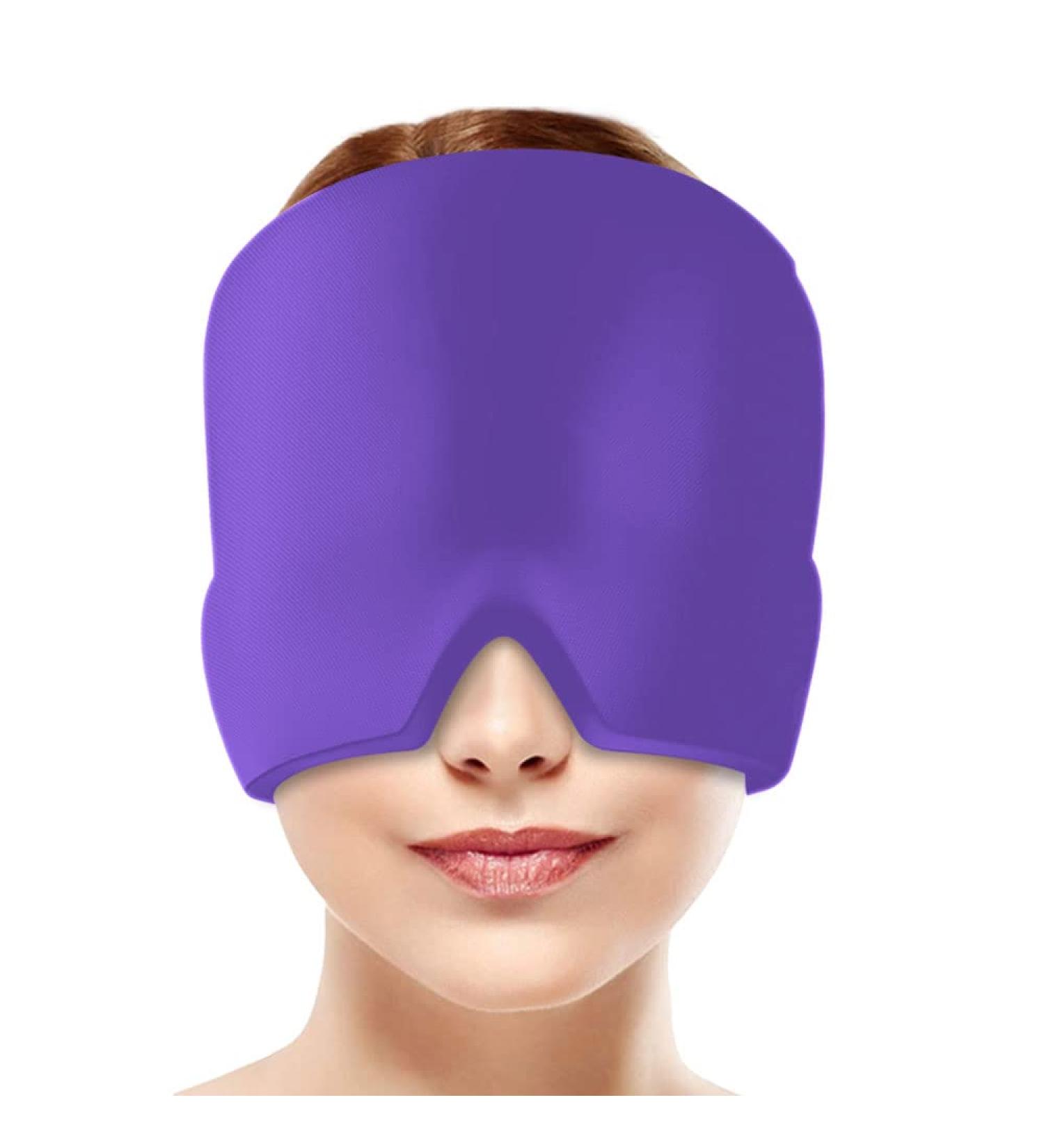 Migraine Relief Cap - Ice Pack Hat for Headache, Stress, Anxiety, Sinus Pressure - Purple - Buy Online on GoSupps.com