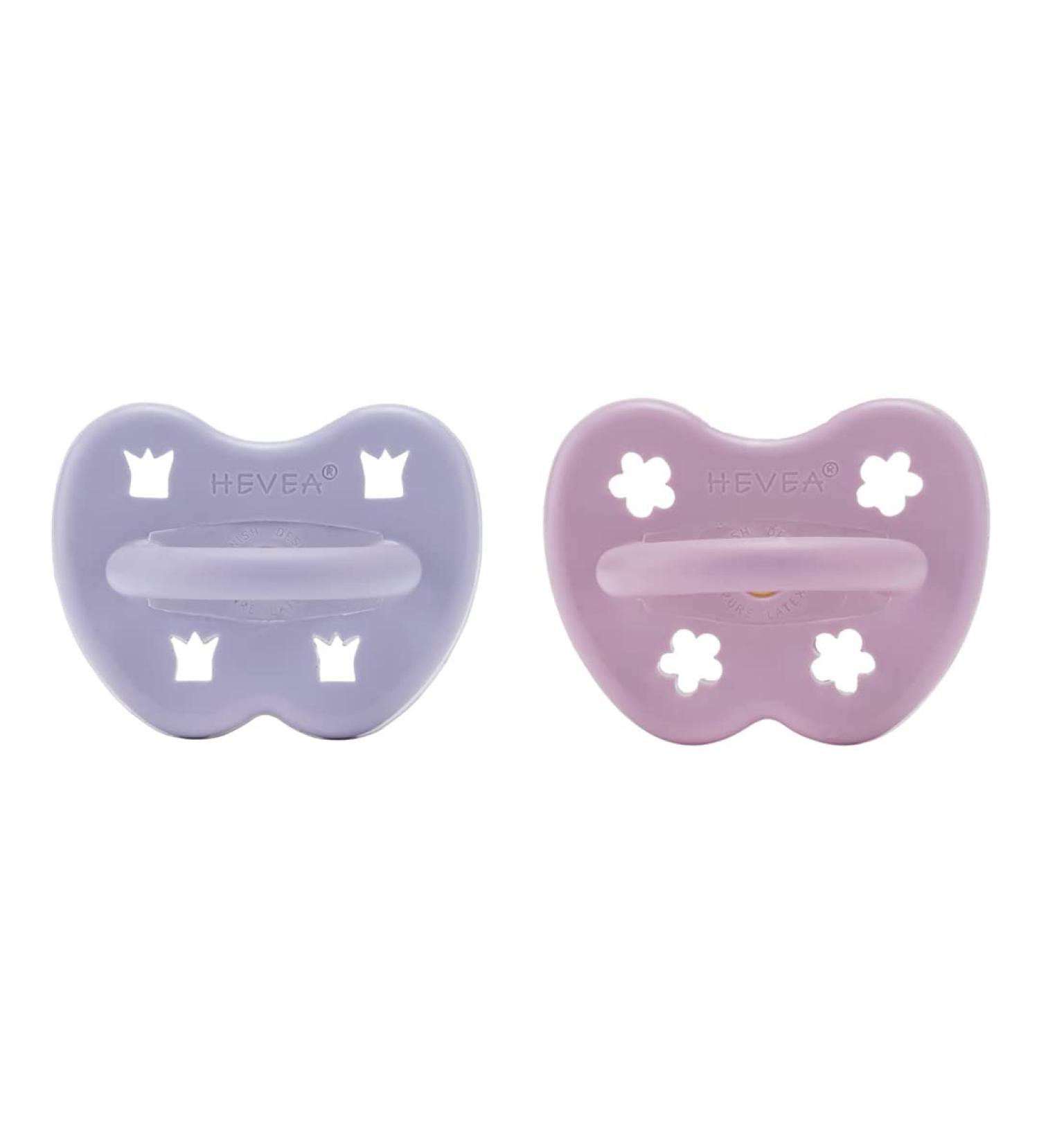 Hevea Natural Rubber Pacifier - Round Shape 3+ Months Pack of 2 (Light Orchid & Sandy Nude) - Eco-Friendly Baby Soothers - Buy Online on GoSupps.com