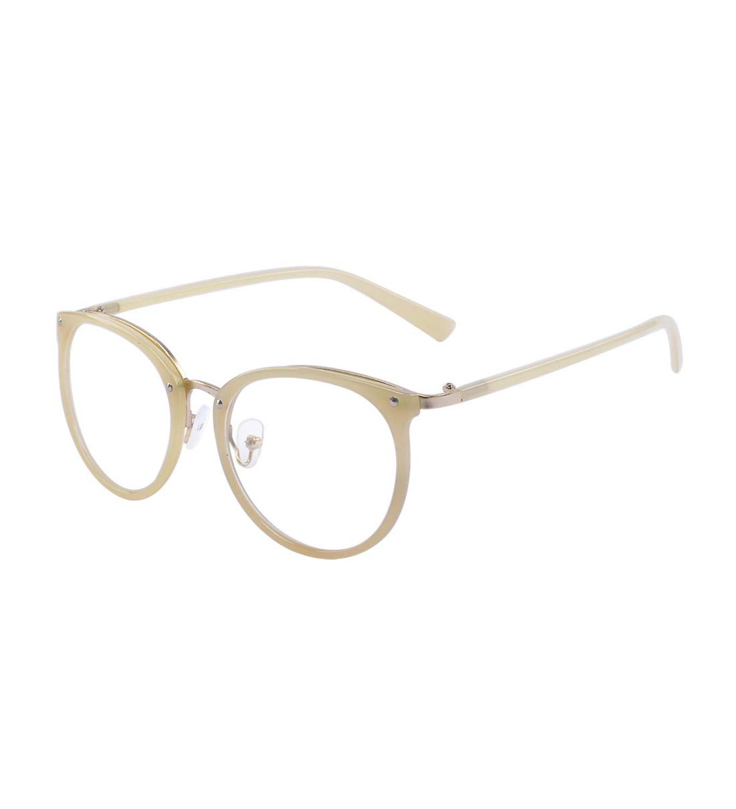 ALWAYSUV Retro Vintage Round Metal Glasses for Women & Men - Clear Lens Fashion in Beige - Buy Online on GoSupps.com