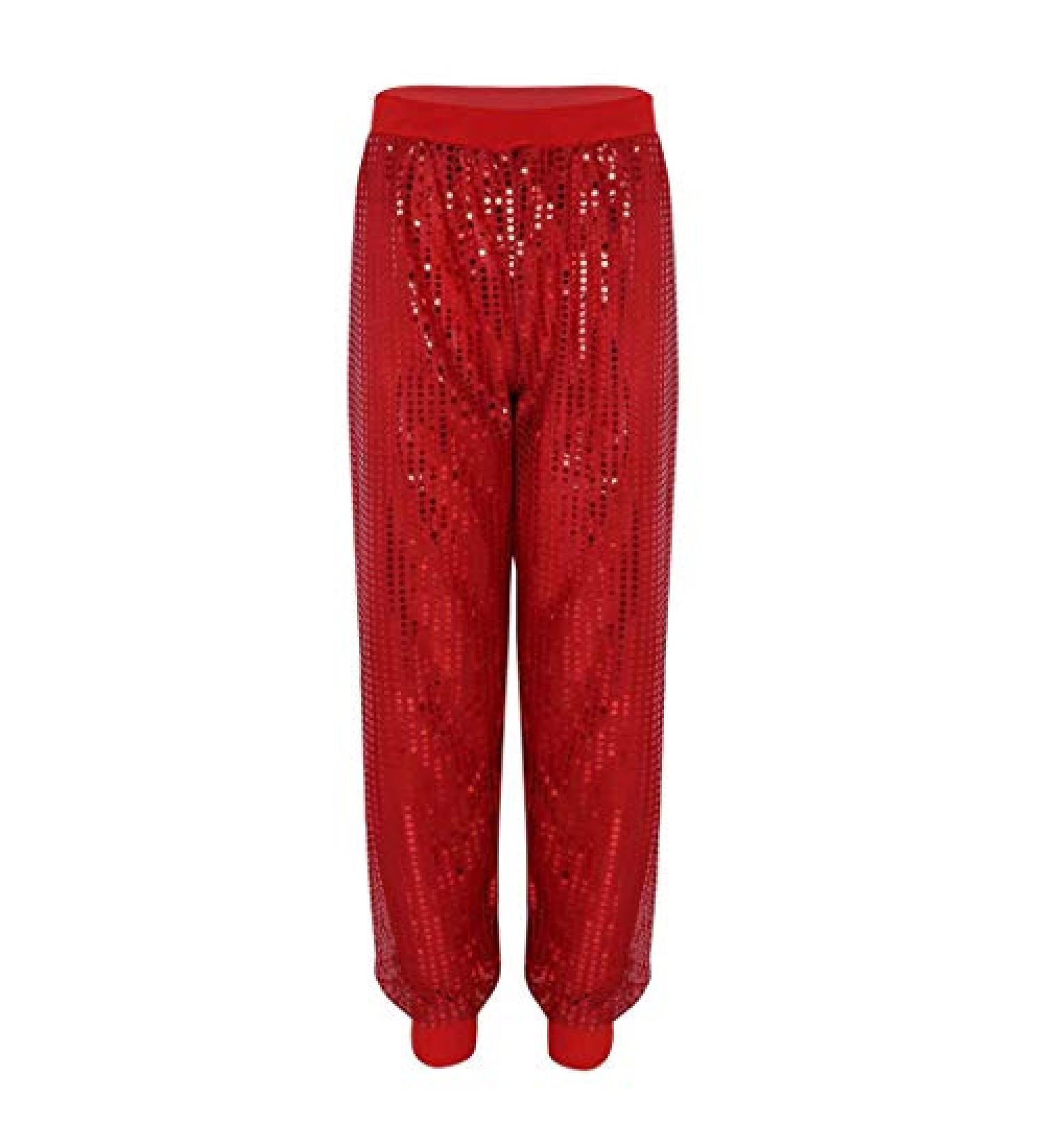 easyforever Women's Sequin Glitter Harem Dance Pants in Red (Large-X-Large) - Stylish and Comfortable Hippie Trousers for Casual Wear - Buy Online on GoSupps.com