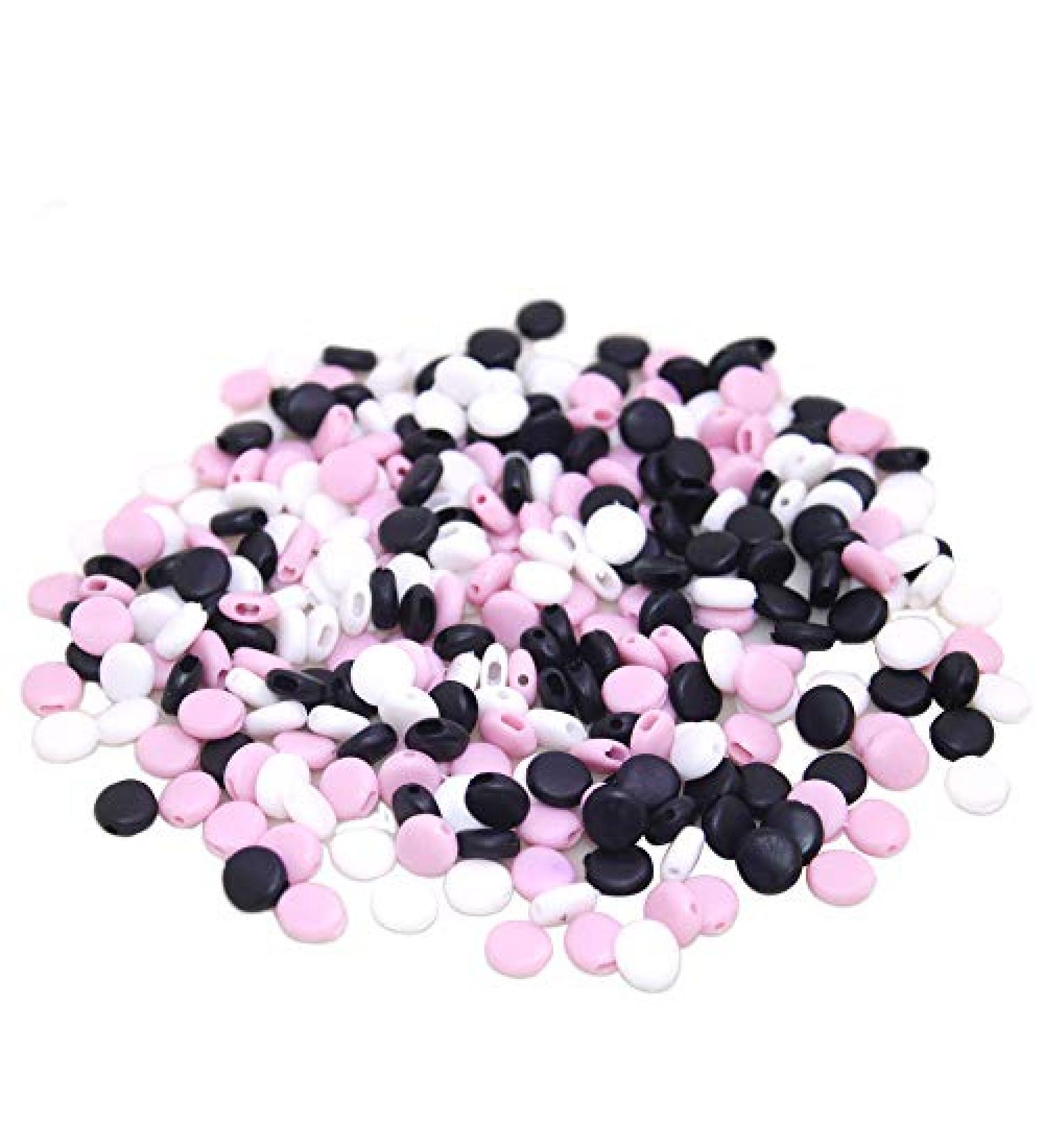 Senhai 300pcs Cord Locks Silicone Toggles - Anti-Slip Buckle for Elastic Cord Drawstrings - Black White Pink - Ideal for Lanyard, Ear Rope, Hat Accessories - Buy Online on GoSupps.com