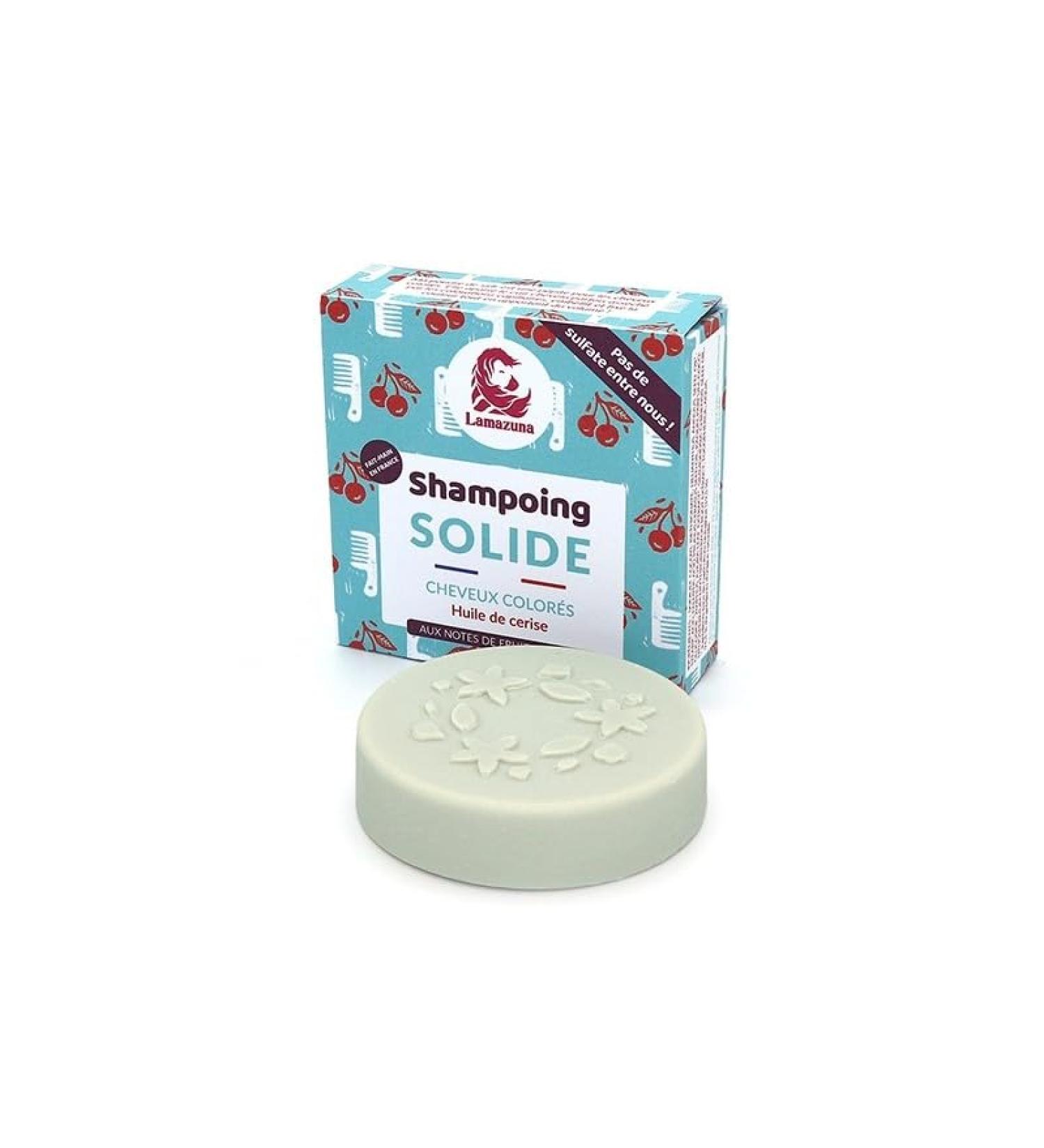 LAMAZUNA - Solid shampoo - Colored hair - Cherry oil - Generous foam - Zero waste - Vegan - Made in France - ideal for travel - 70g