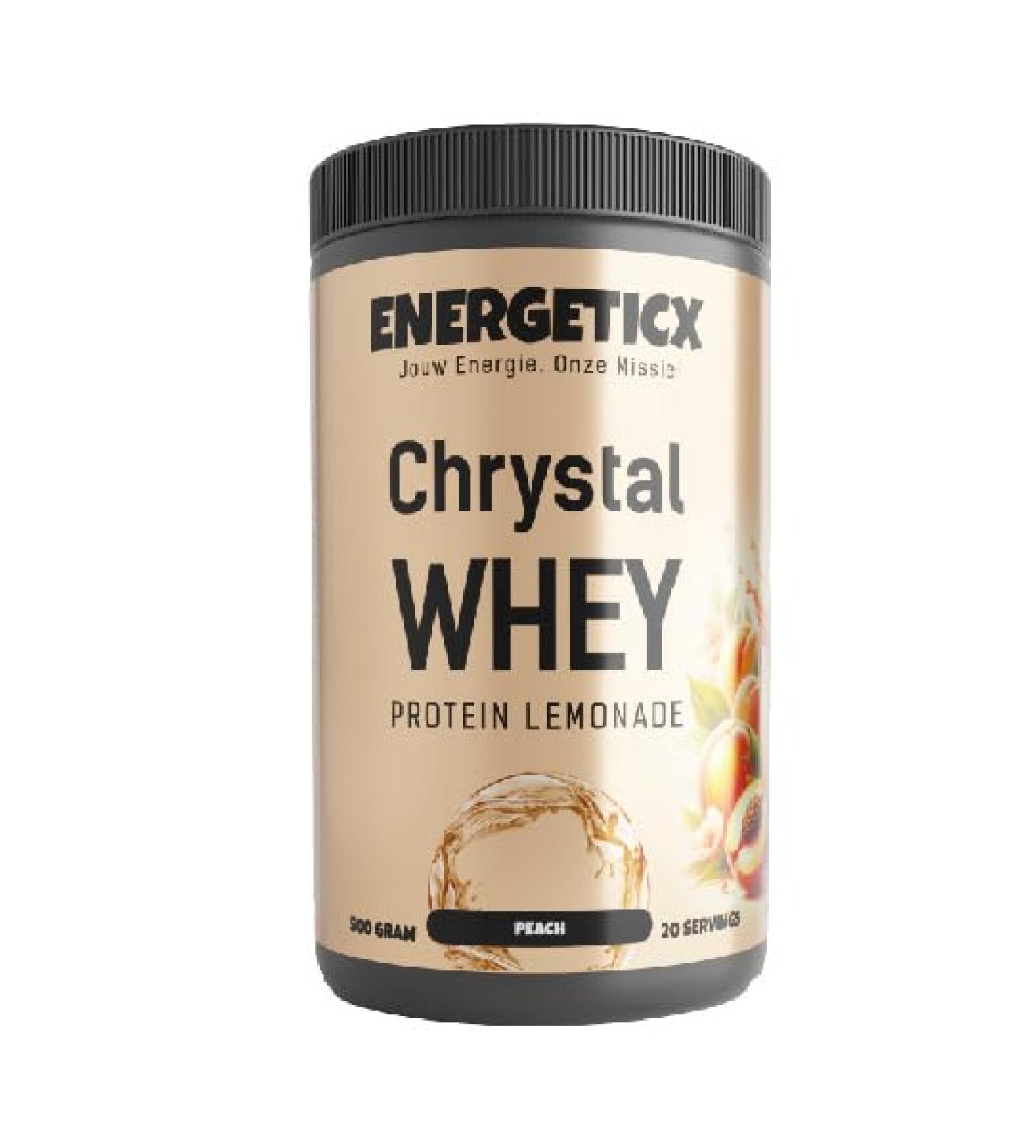 Energeticx ChrystalWhey Protein Refreshing Protein Lemonade 21g Protein per Serving Sugar Free Fat Free Only 87 Calories Ideal for Athletes Clear and Light 500g Peach Peach 500g