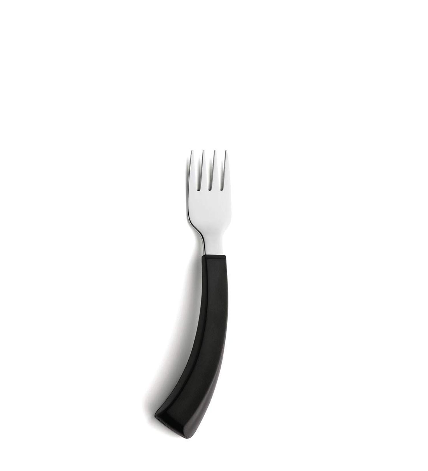 Amefa Select 3001 Right-Handed Fork - 18/10 Stainless Steel Black Cutlery for Seniors Rustproof & Dishwasher-Safe Eating Aid - Buy Online on GoSupps.com