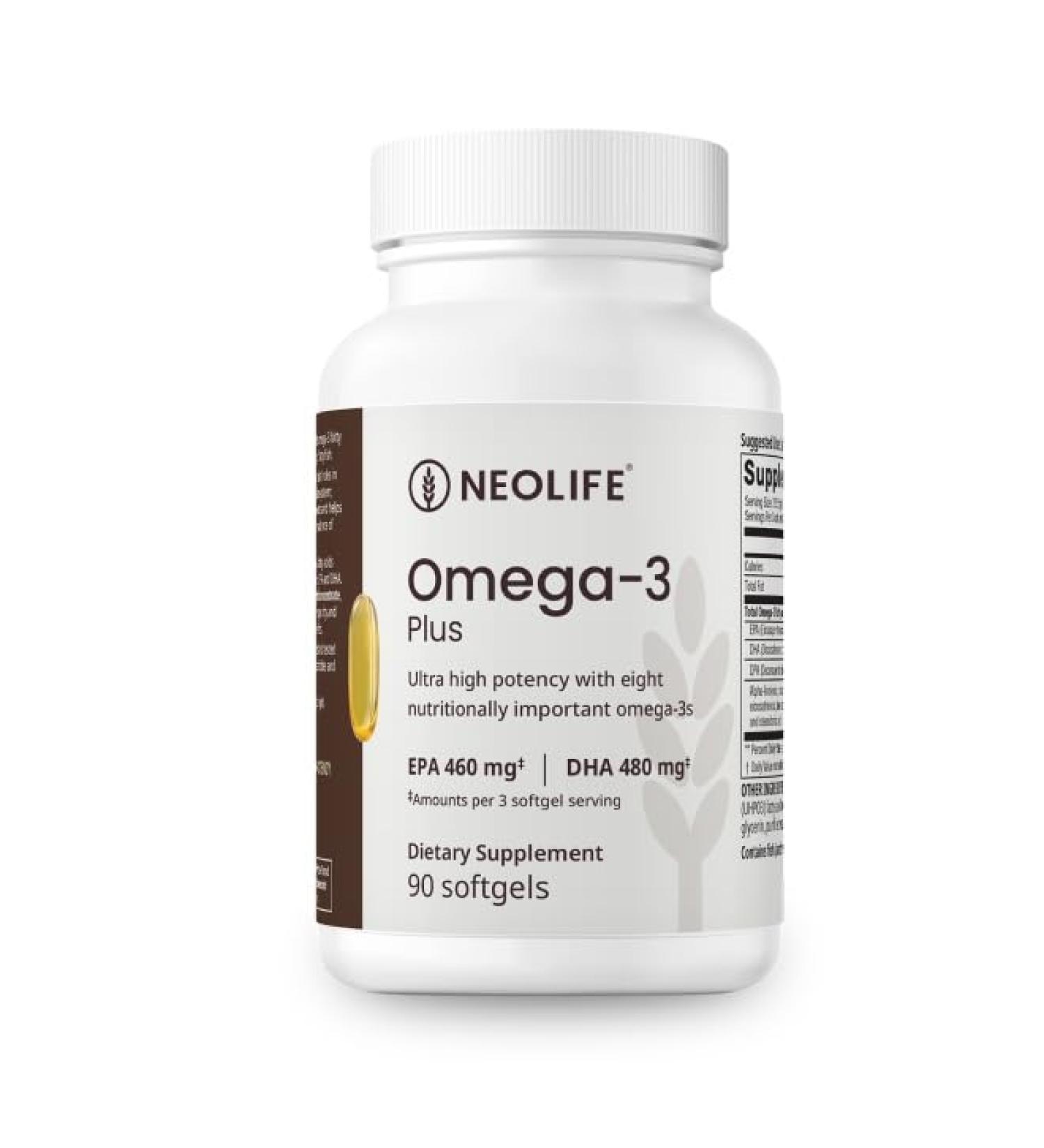 NeoLife Omega-3 Fish Oil Plus 90 Softgels Omega 3 Supplement for Women & Men 1070mg Fish Oil Fatty Acid per Serving EPA DHA DPA Wild-Caught Supplements