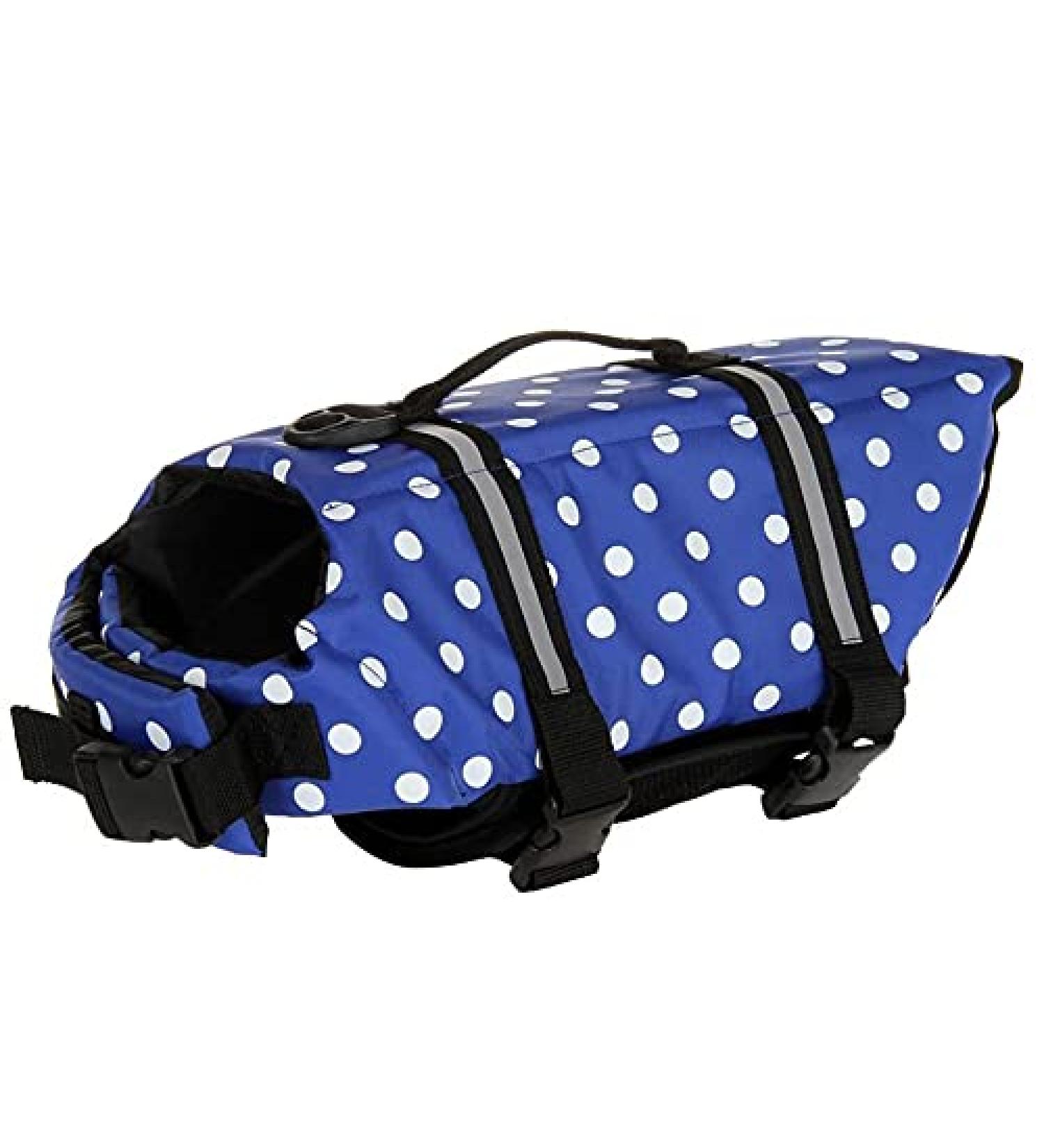 Buy Dog Life Jacket - Swimming Safety Vest for Small & Large Dogs - Blue Dot (M) - Best Swimming Coat for Puppies - Buy Online on GoSupps.com