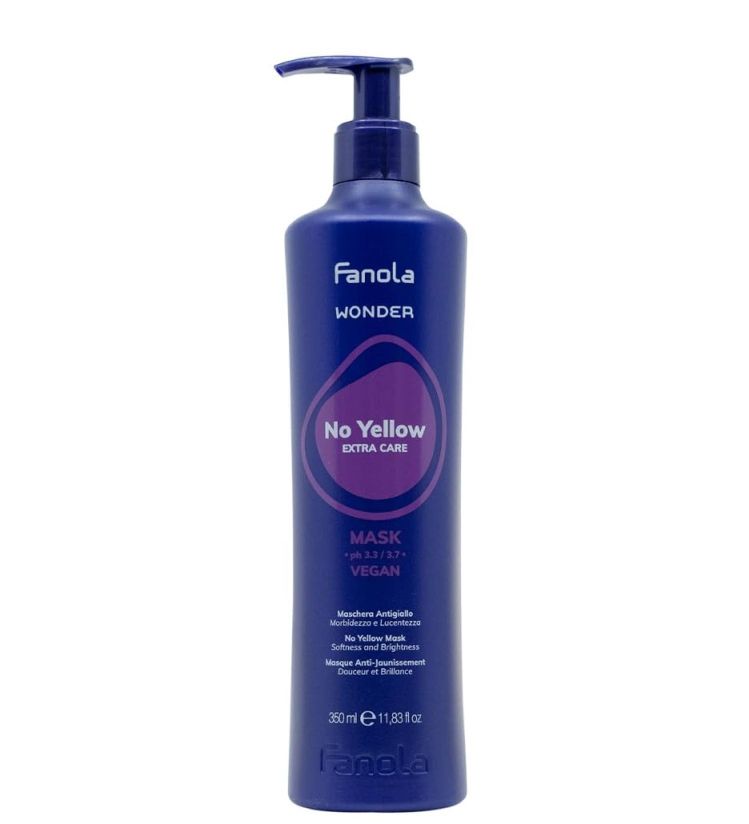 Fanola Wonder No Yellow Mask | Vegan Anti Brass Colour Depositing Purple Mask | Hair Toner for Blonde Silver Gray and Highlighted Hair 350 ml (Pack of 1) - Buy Online on GoSupps.com