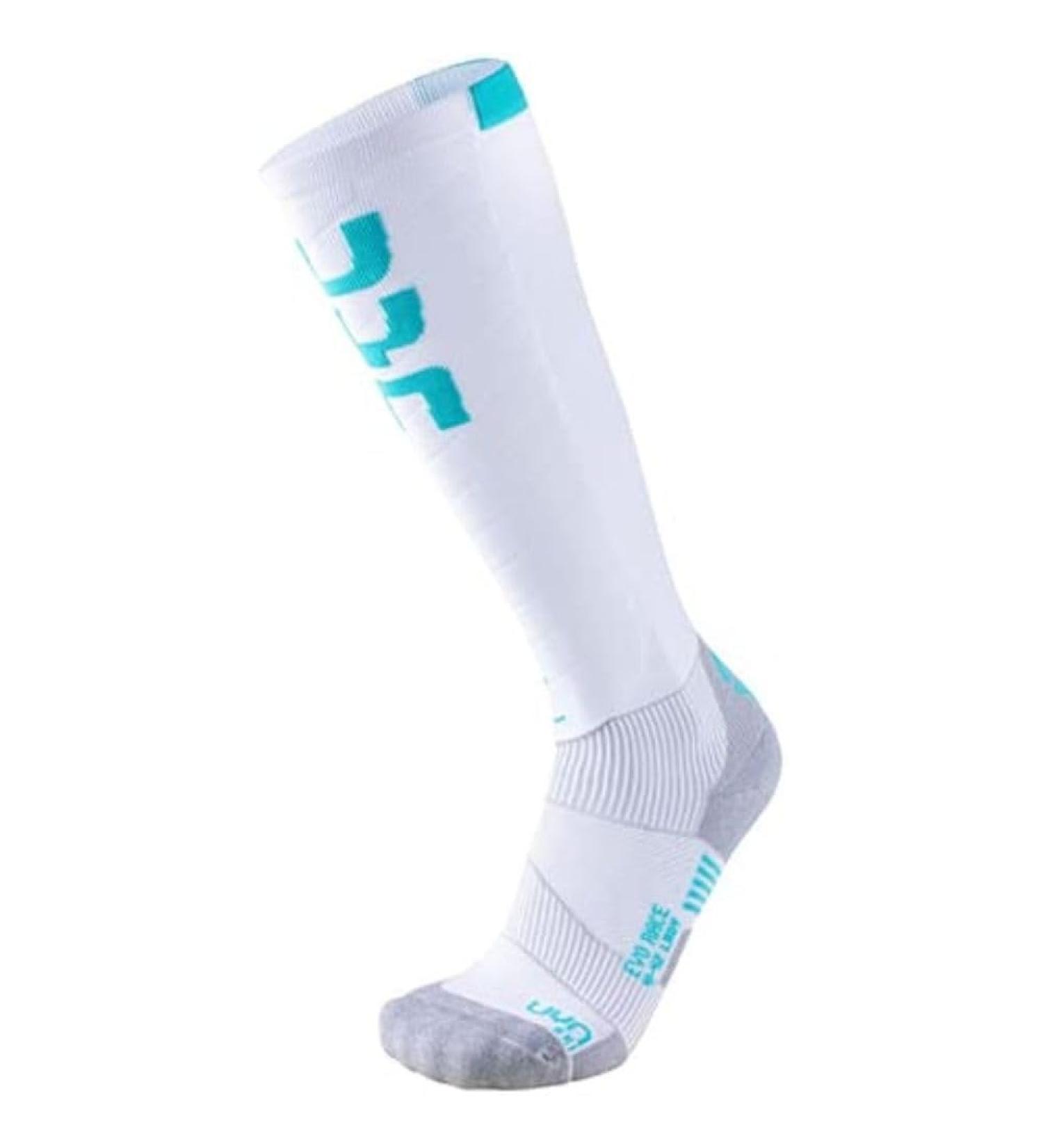 UYN Women's Ski Evo Race Sock - Top Performance Women's Ski Socks in White/Water Green for Optimal Comfort & Style - Buy Online on GoSupps.com