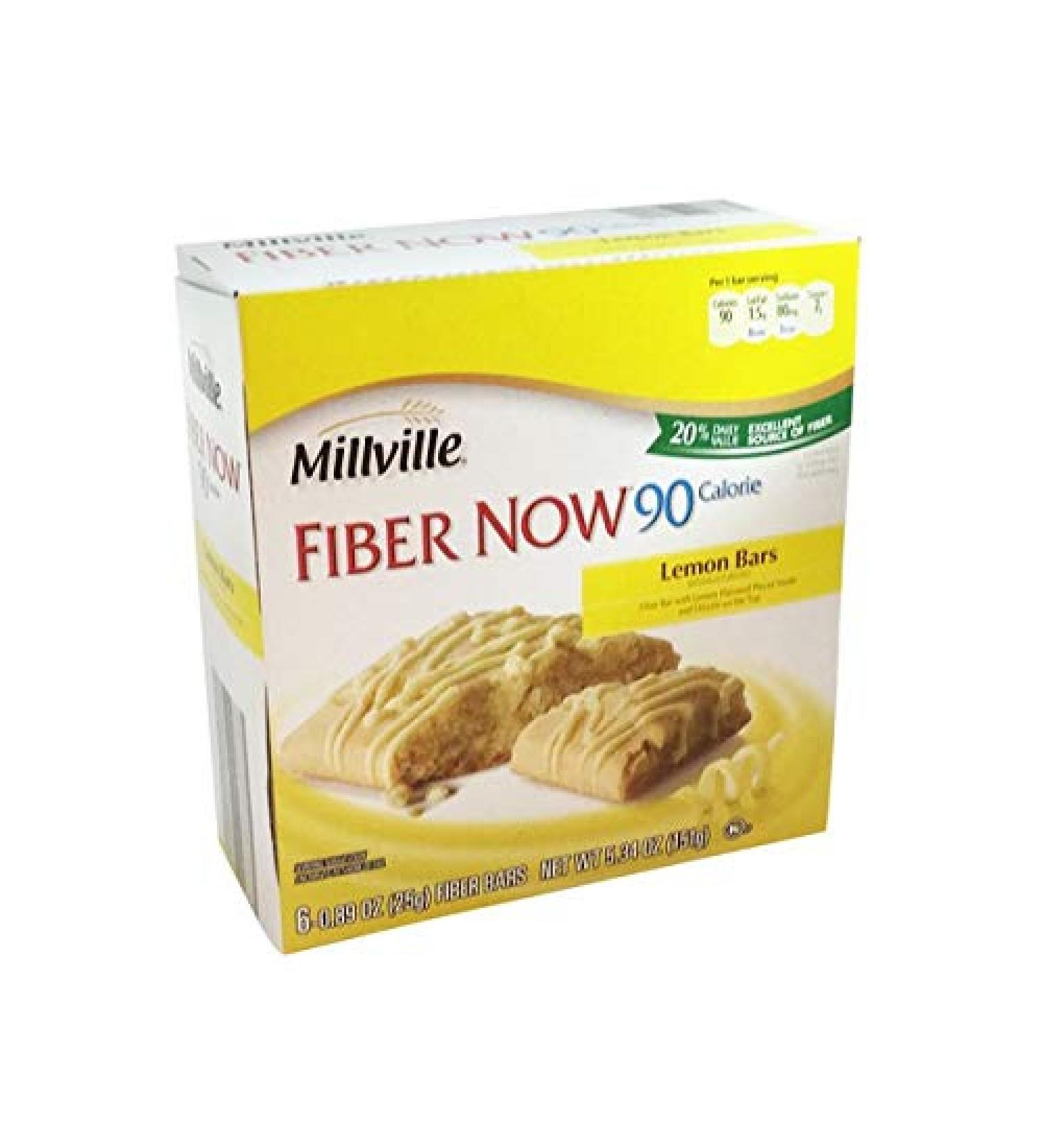Millville Fiber Now 90 Calorie Fiber Lemon Bar with Lemon Pieces & Drizzle - 6 ct.