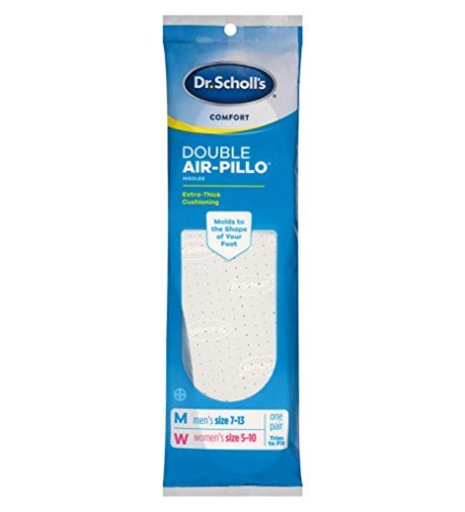 Dr. Scholls Double Air-Pillo Insoles Unisex (Men 7-13 / Women 5-10) (2 Pack)