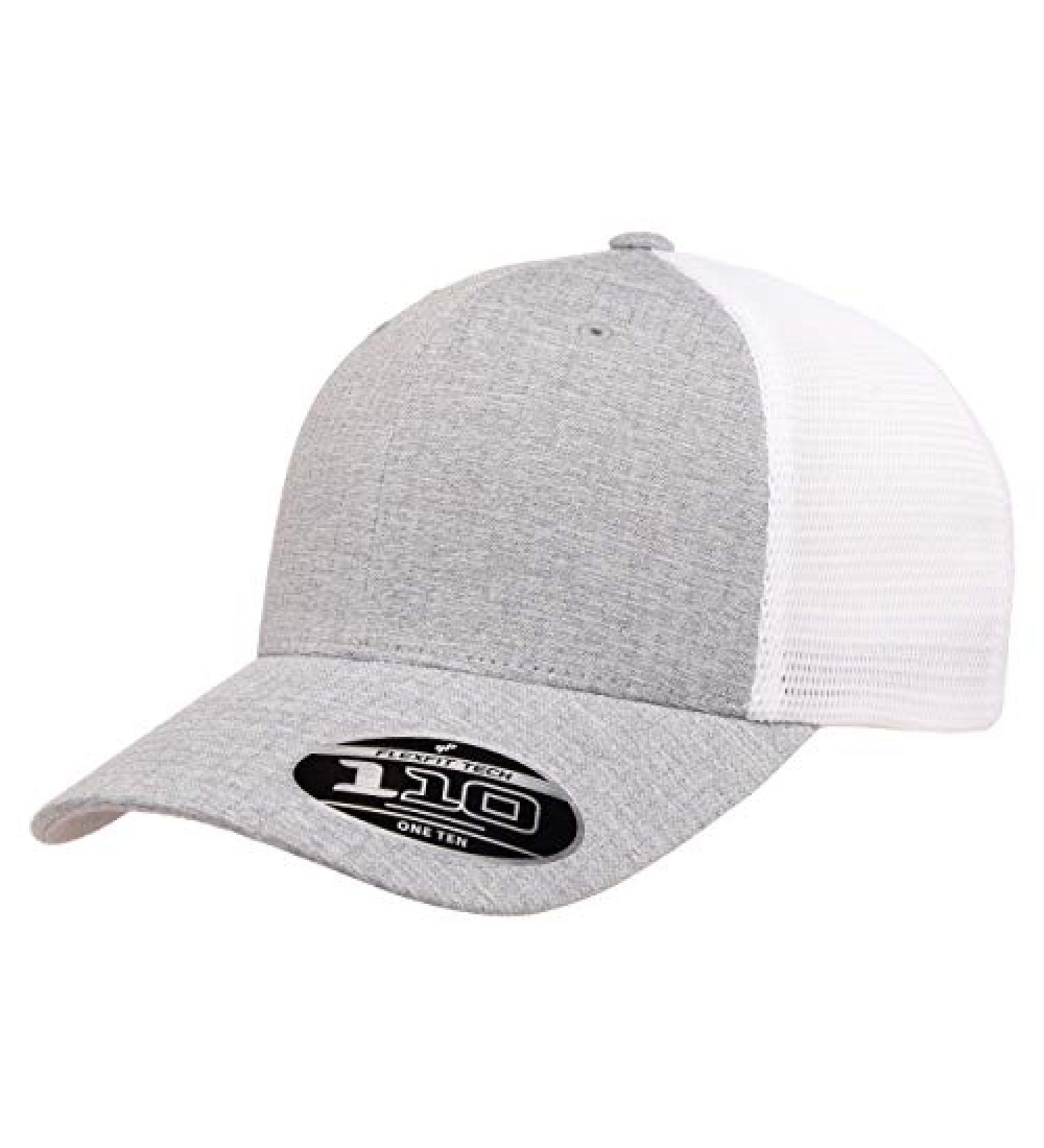Flexfit Men's 110 Mesh Cap - Melange Silver/White - One Size - Buy Online on GoSupps.com