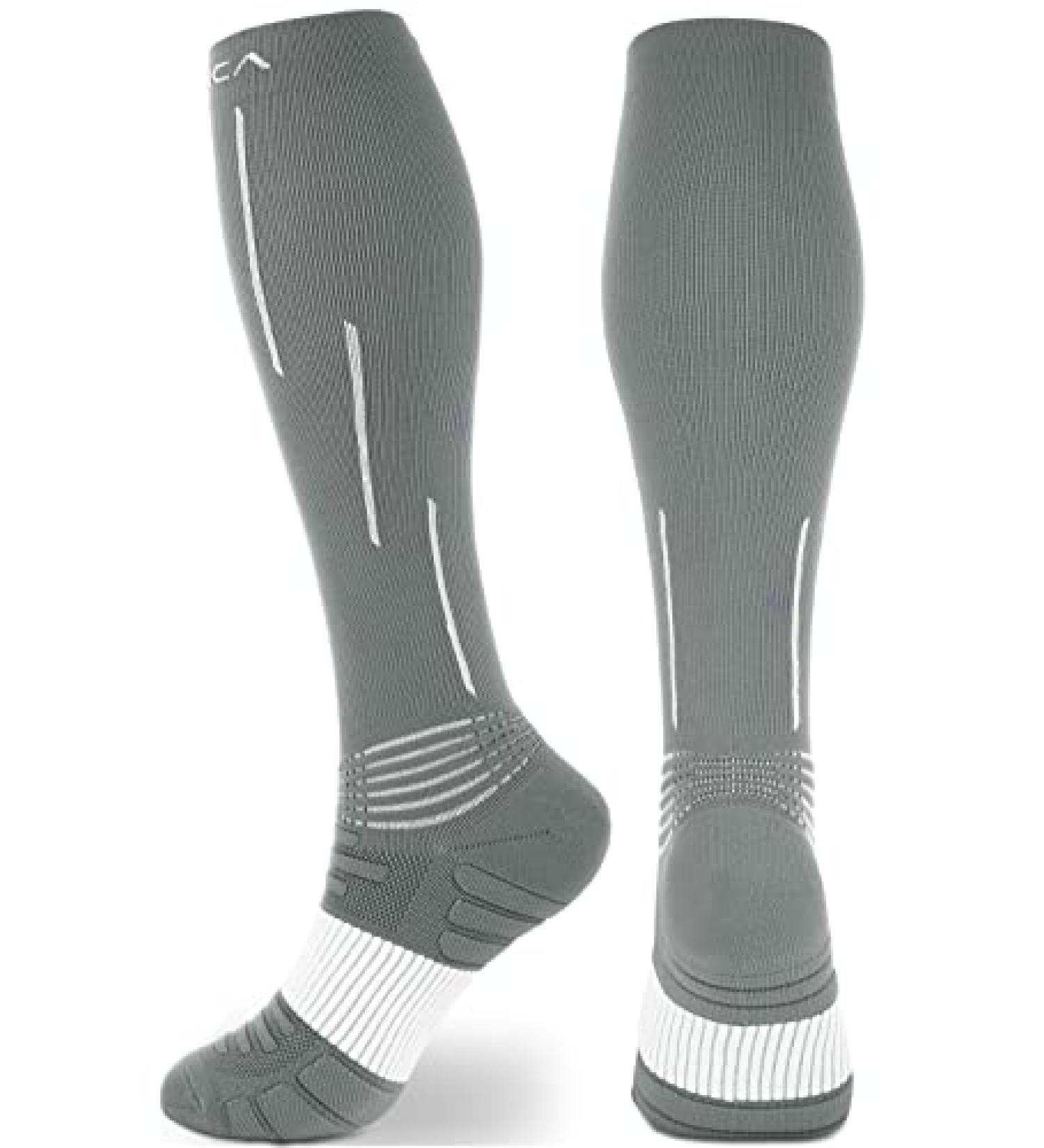 NEENCA Compression Socks 20-30 mmhg for Injury Recovery, Pain Relief & Sports Protection - Large Grey White (1 Pair) - Buy Online on GoSupps.com