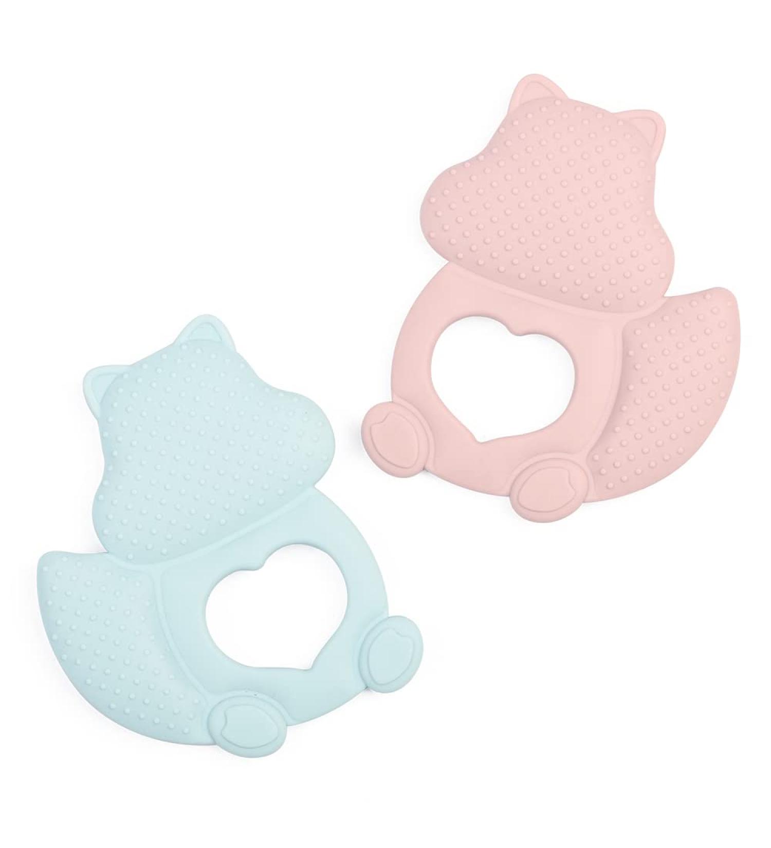 J QUATTUOR Soothing Baby Teething Relief Toys - Non-BPA Silicone Teethers for Infants 3+ Months - Gum Pain Relief - Soft, Lightweight, Squirrel Design (2 Pcs) - Buy Online on GoSupps.com