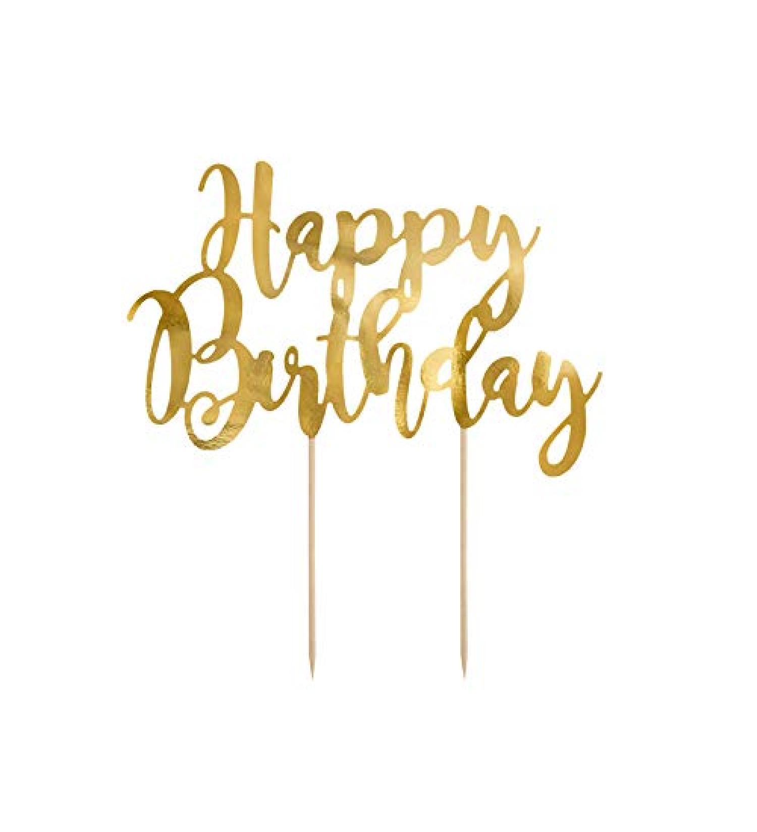 Schnooridoo Cake Topper - Elegant Happy Birthday Gold Cake Decoration for Weddings & Birthdays - International Shipping Available - Buy Online on GoSupps.com