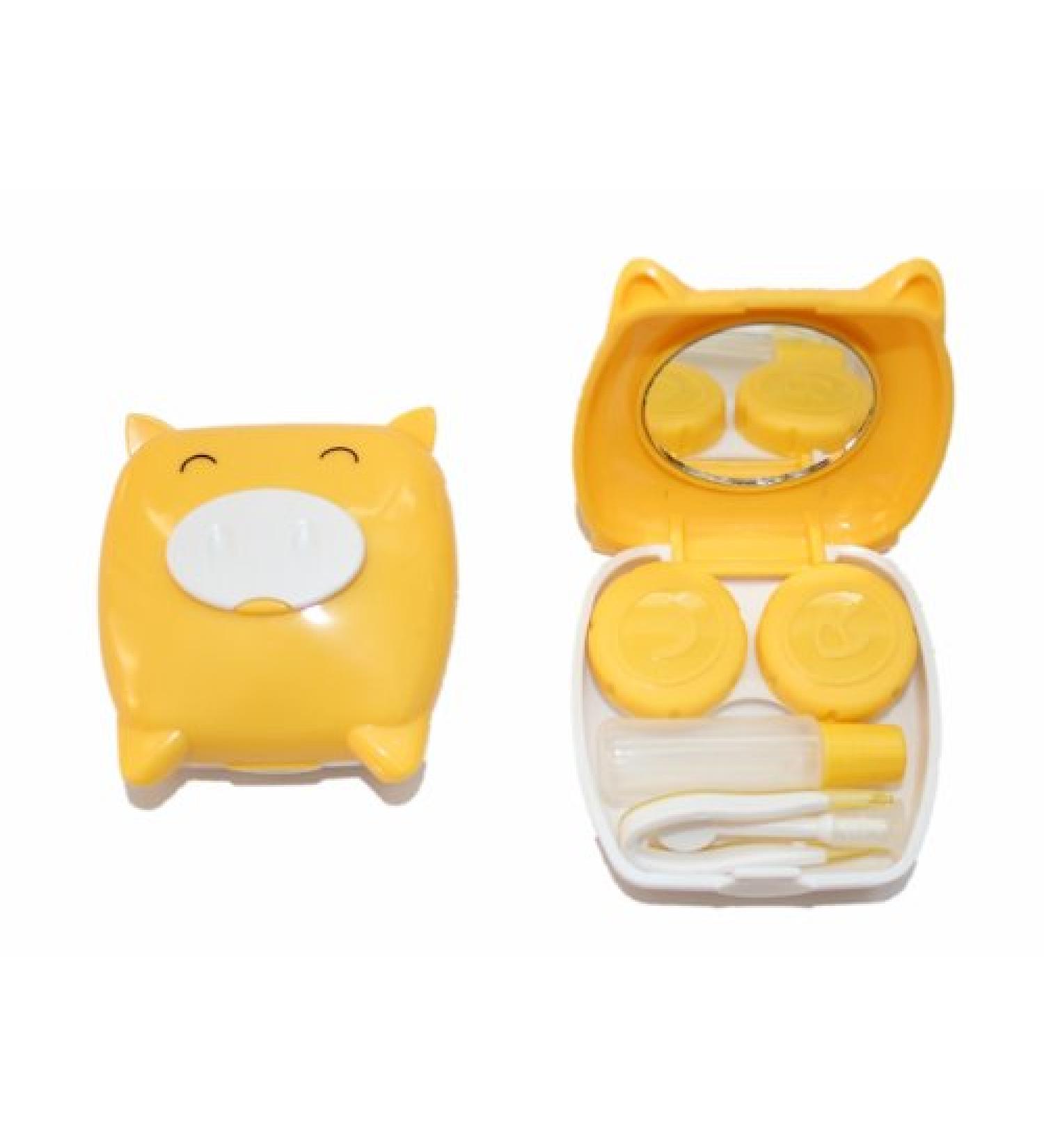 Buy Mini Pig Yellow Contact Lens Case Set with Mirror - Ideal Storage Container for Travel | International Shipping - Buy Online on GoSupps.com