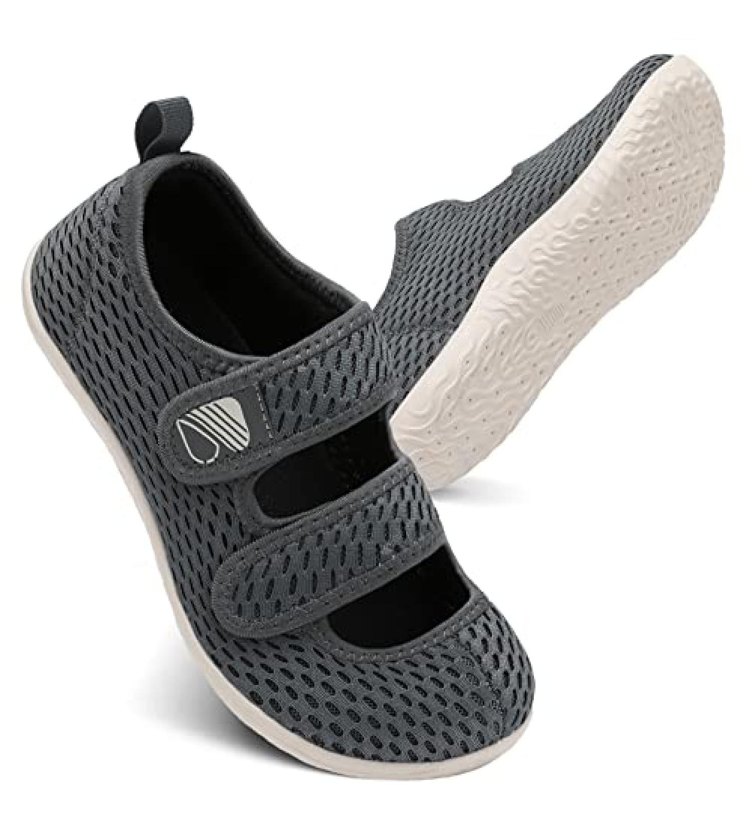 Besroad Adjustable Wide Diabetic Slippers - Lightweight Non-Slip Sneakers Sandals for Women/Men - Light Gray - Size 8.5-9.5 Women/6.5-7.5 Men - Buy Online on GoSupps.com