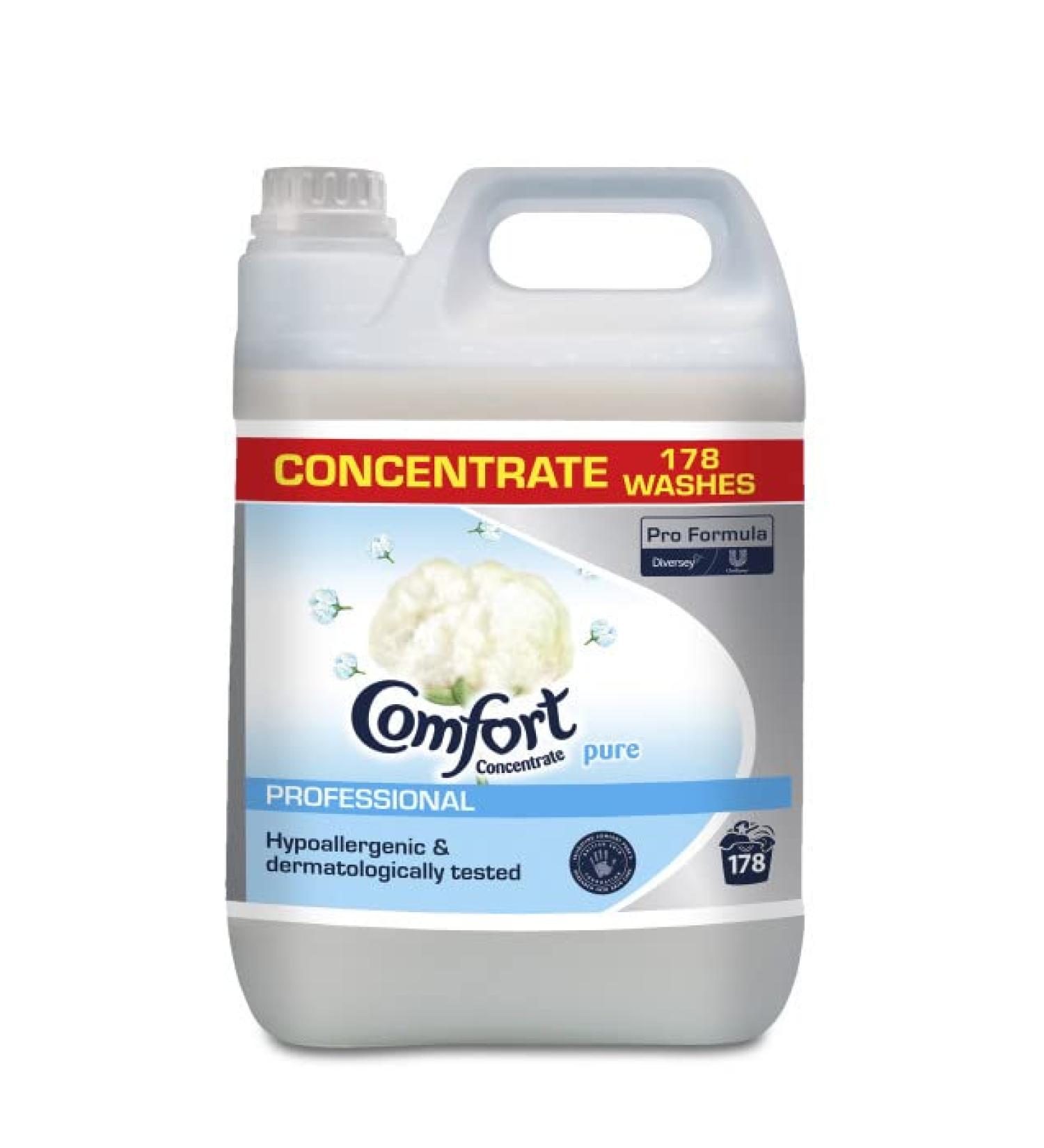 Comfort Concentrate Pure Professional | Fabric Softener | Detergent | Anti-Static and Long Lasting Freshness | 5Ltr | (Pack of 2) - Buy Online on GoSupps.com