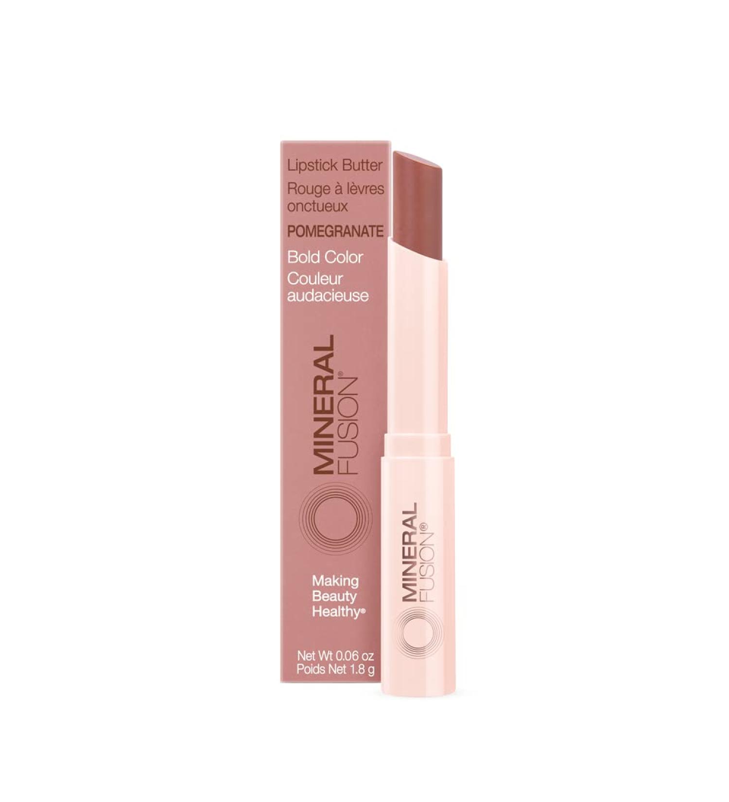 Mineral Fusion Pomegranate Lipstick Butter - 0.06 oz | Hydrating, Colorful, Natural Makeup - Buy Online on GoSupps.com