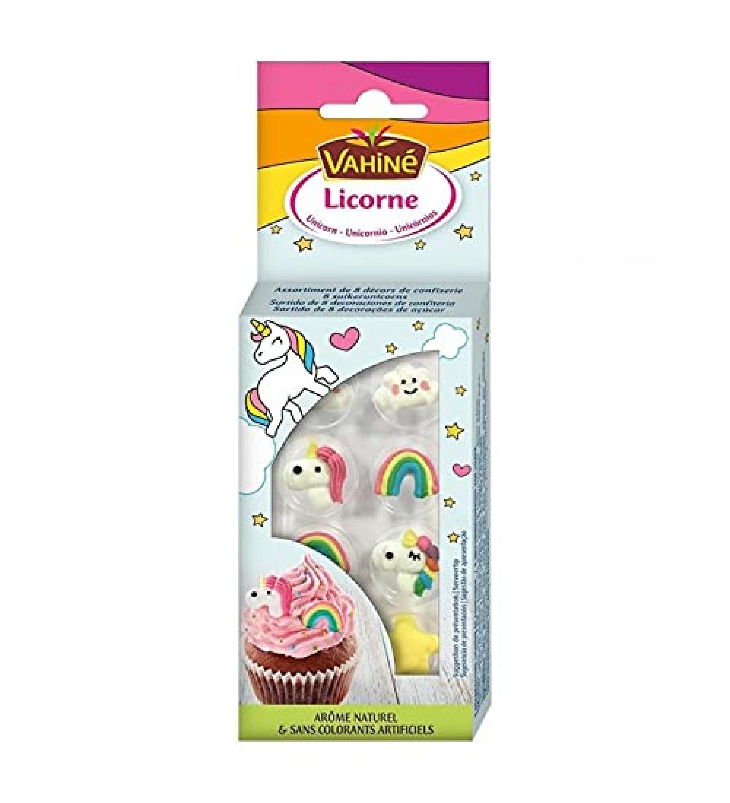 Vahiné Licorne Assortiment de 8 Décors de Confiserie 8g (lot de