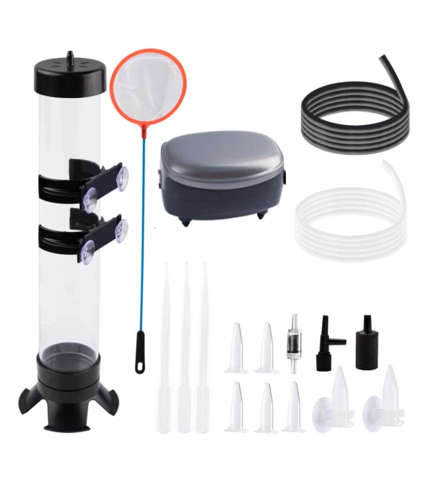 Brine Shrimp Hatchery Kit with Artemia Eggs Incubator and Silver Air Pump - Buy Online on GoSupps.com
