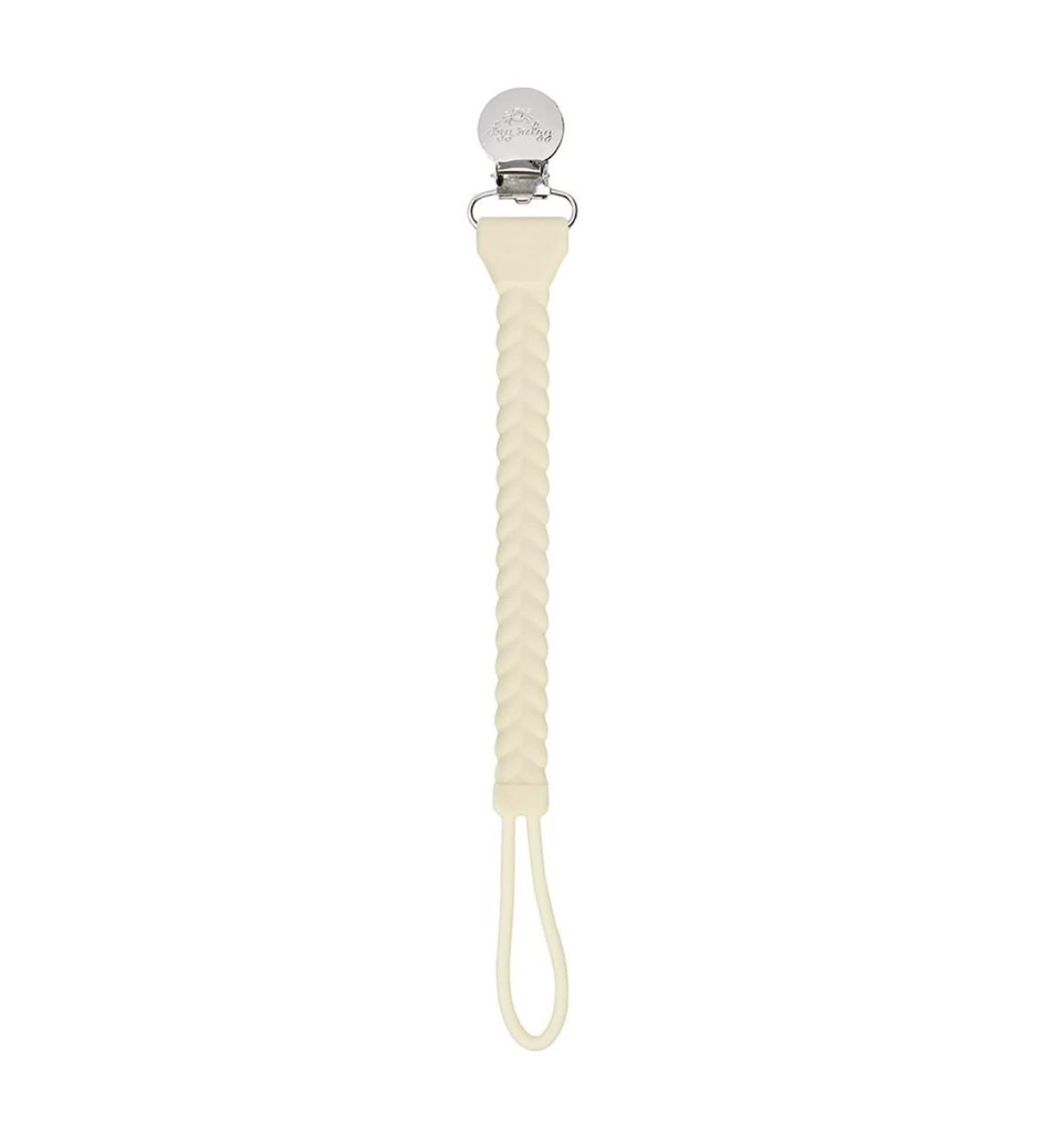 Itzy Ritzy Silicone Pacifier Clip 100% Silicone Pacifier Strap with Clip Keeps Pacifiers Teethers & Small Toys in Place Features Cute Braid Detailing & Silicone Cord Buttercream with Silver Clip Buttercream 1 Count (...