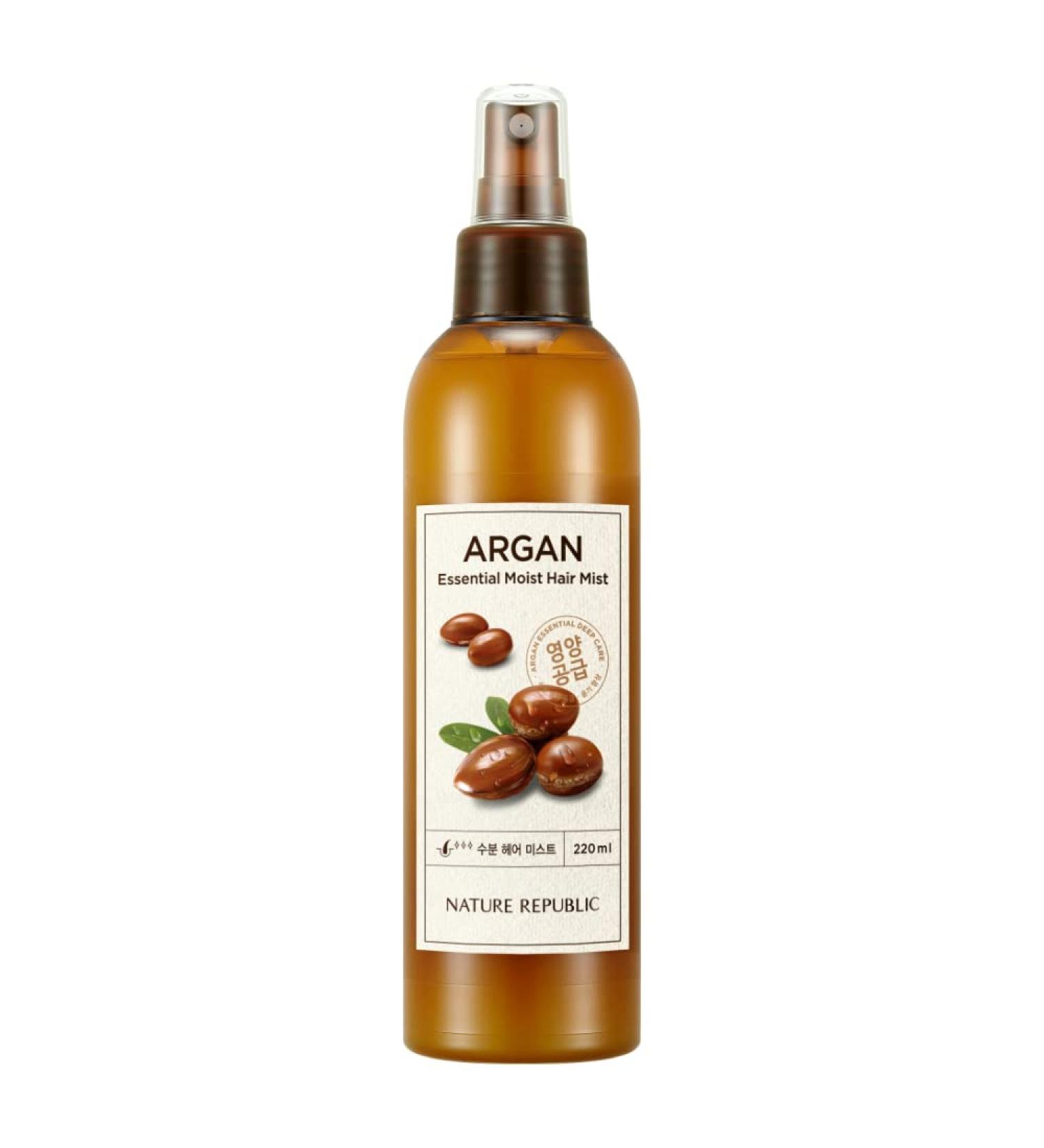 Nature Republic Argan Oil Hair Moist Mist - Essential Shining Moisturizing Nourishing Hydrating Damaged Hair 220ml/7.43fl.oz