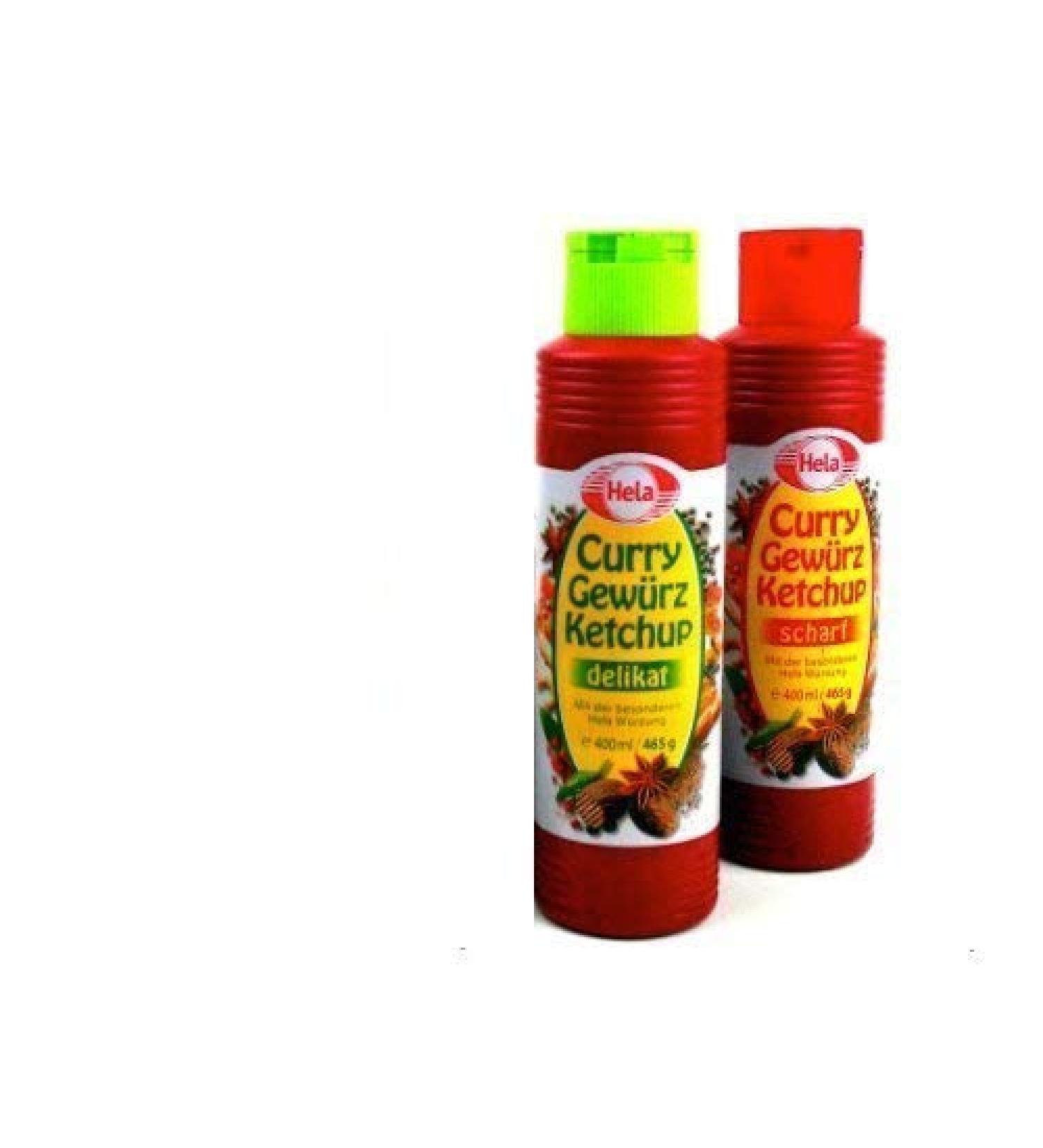 Hela 2 Flavor Curry Gewurz Ketchup (1) Mild and (1) Hot - 2 Pack Bundle - 300 ml each 10.14 Fl Oz (Pack of 2)
