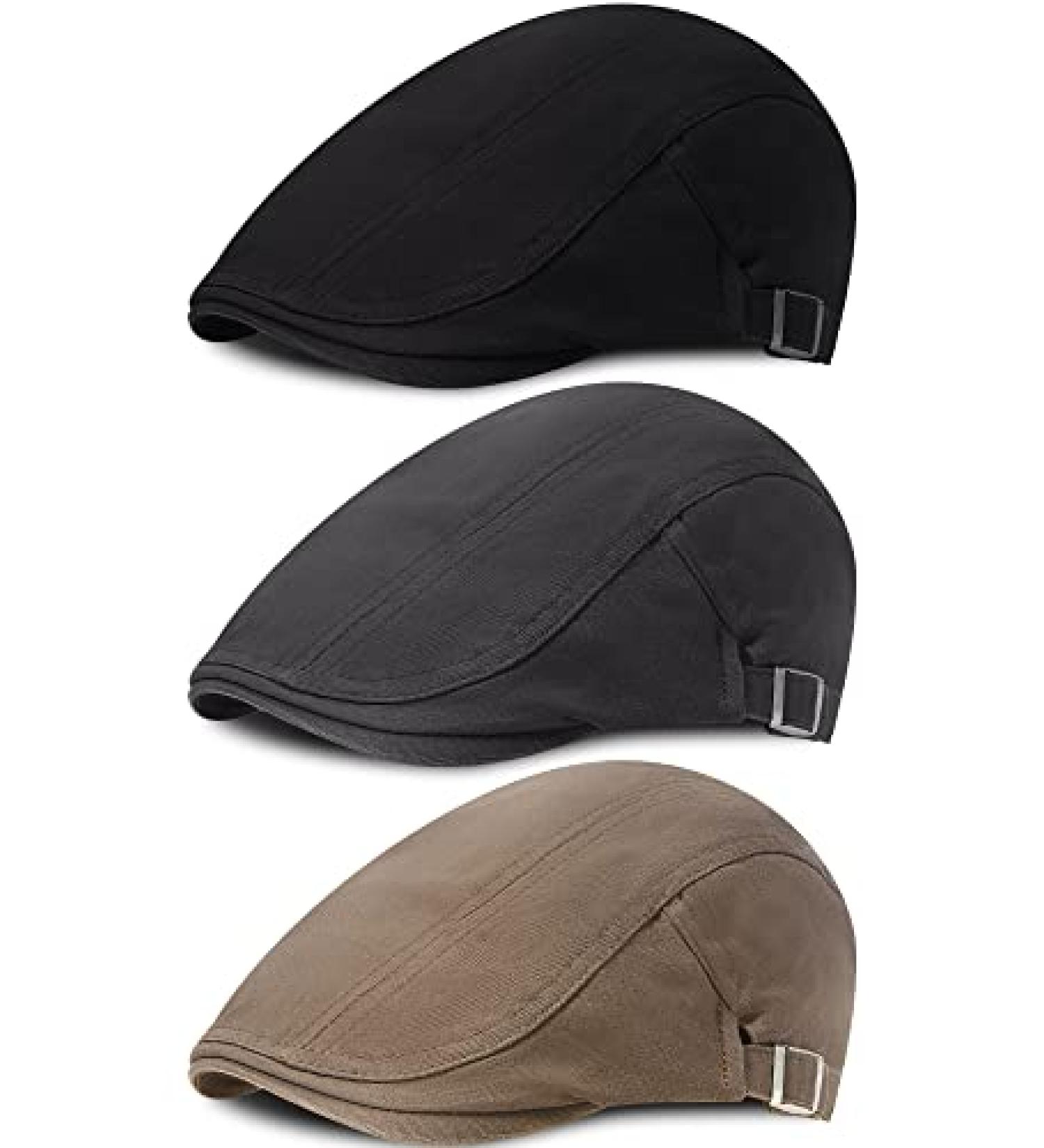 Men's Newsboy Hat Set - Adjustable Cadet Cap in Black, Grey, and Coffee (3 Pieces) | Satinior - Buy Online on GoSupps.com