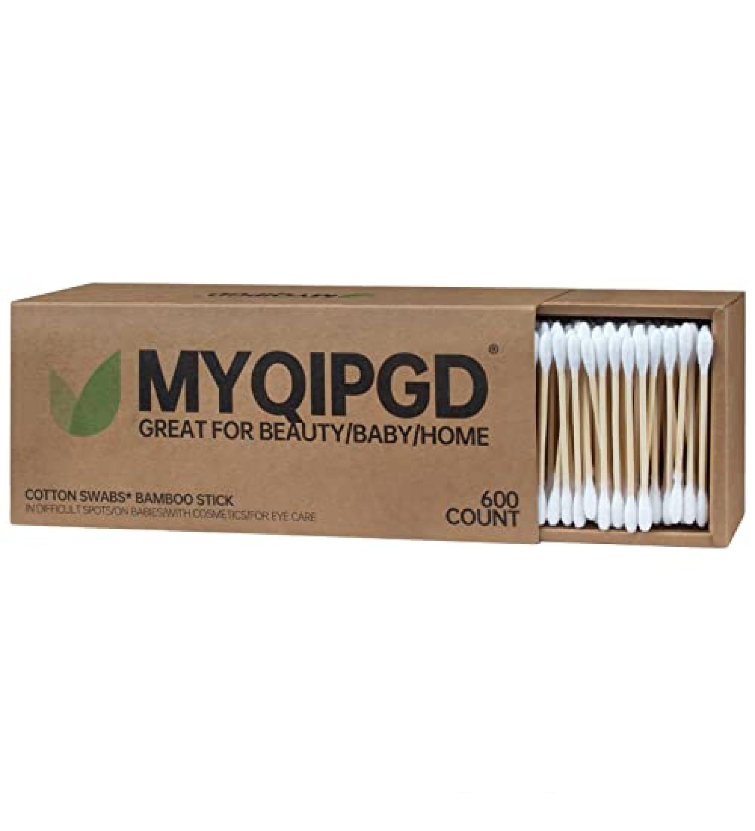 MYQIPGD Bamboo Cotton Swabs 600 Count - Biodegradable & Organic Wooden Qtips Cotton Swabs | Natural Cotton Buds | 3.0 inch (600 Bamboo) - Buy Online on GoSupps.com