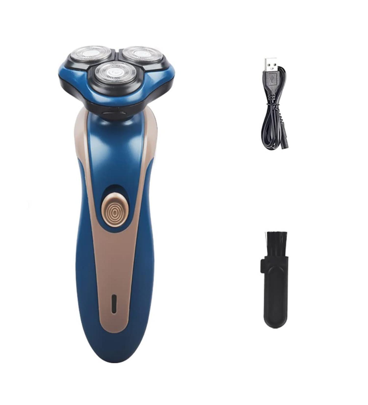 4D Men's Floating Head Electric Shaver - USB Rechargeable Waterproof Beard Trimmer & Bald Head Razor - Blue - Buy Online on GoSupps.com